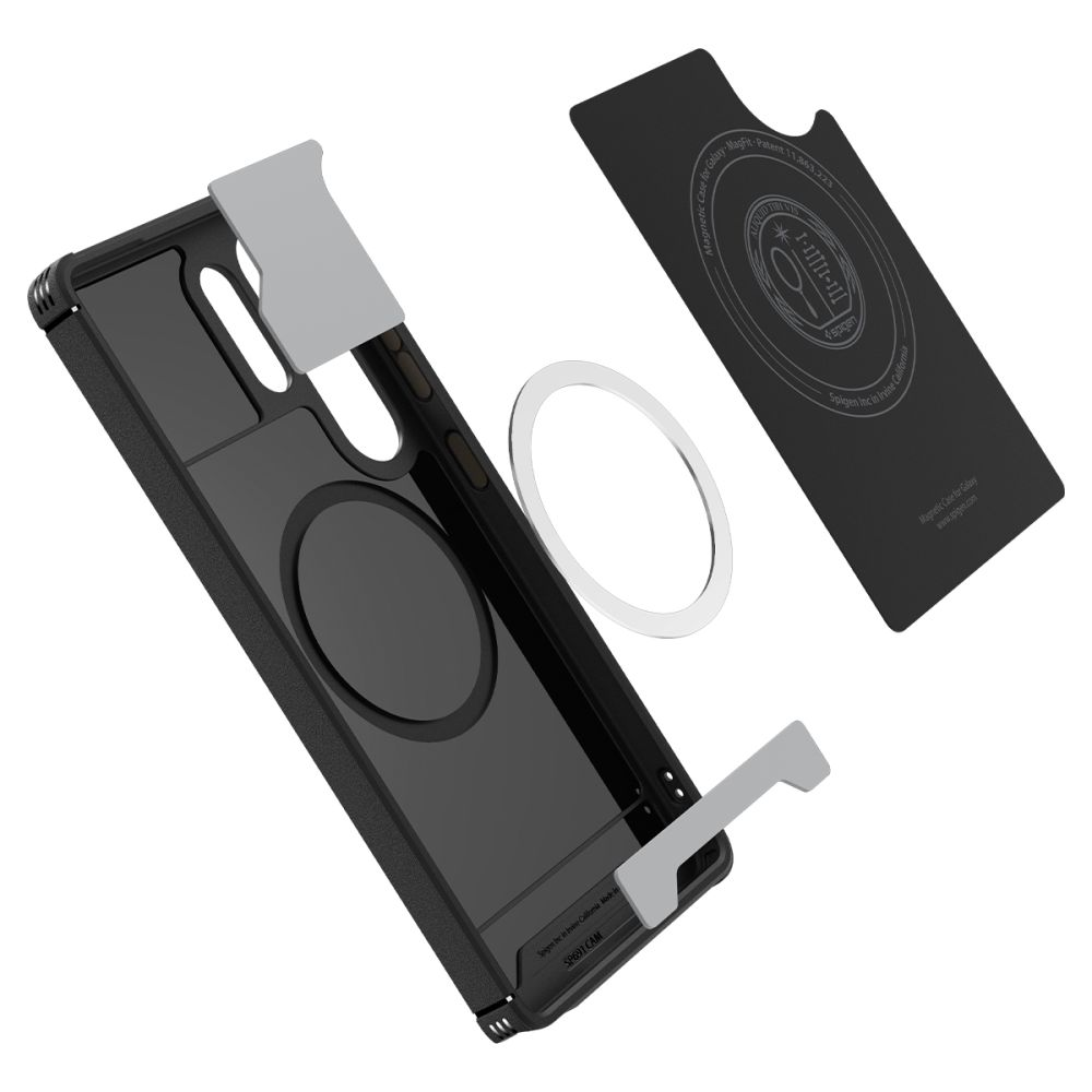 Schwarzes Handycase mit Magnetring und schwarzer Einlage für Galaxy.