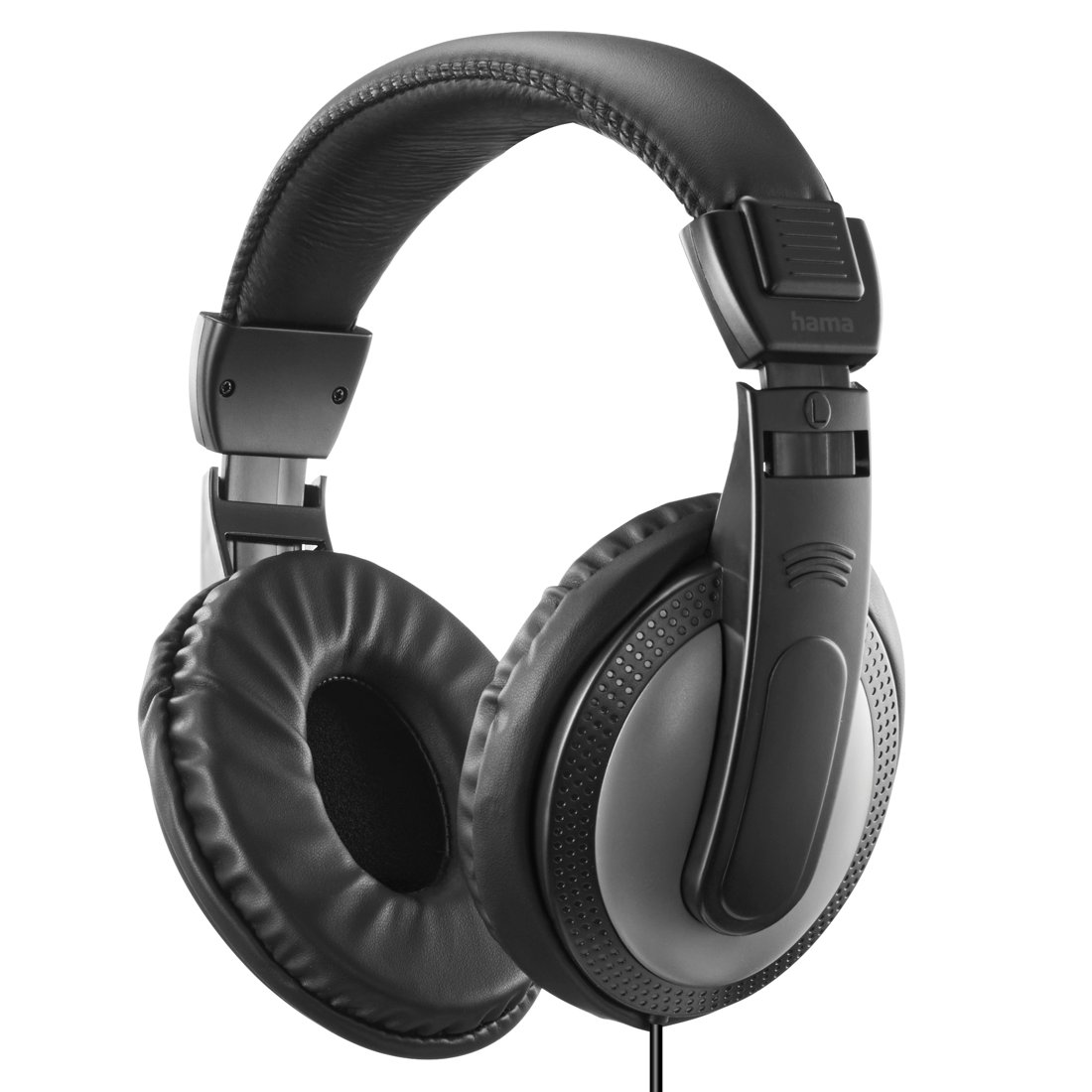 Schwarze Over-Ear-Kopfhörer mit gepolstertem Kopfbügel und Ohrpolstern.