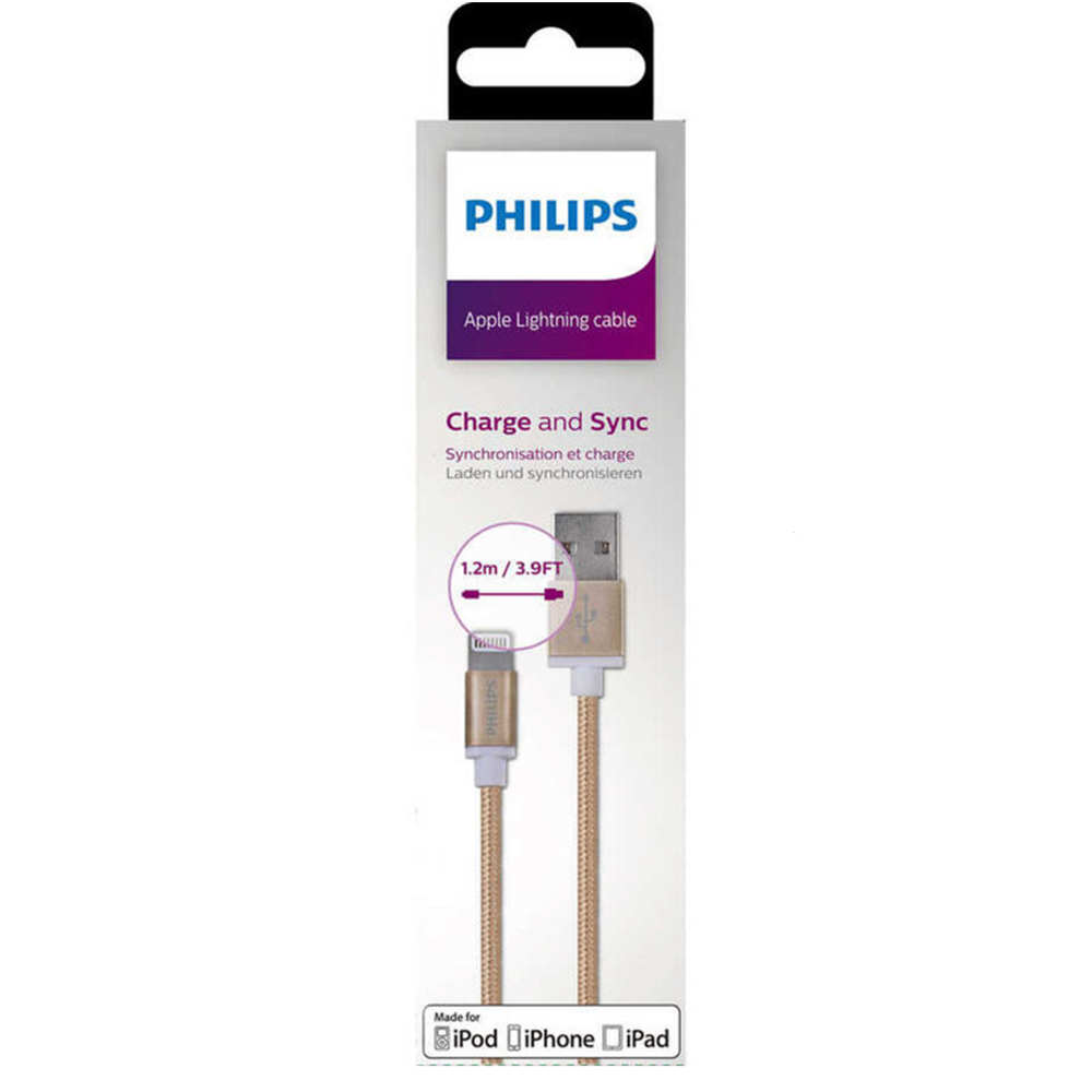 Philips Lightning kablo, 1,2m, altın. iPod, iPhone, iPad için.