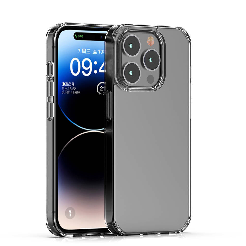 09:41 gösteren bir akıllı telefonun önünde gri telefon kılıfı.