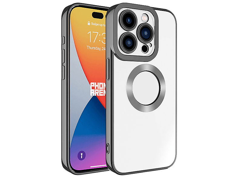 LOPARD iPhone 15 Pro Uyumlu Kamera Korumalı Logo Gösteren Omega Kapak Telefon Kılıfı Koyu Gri