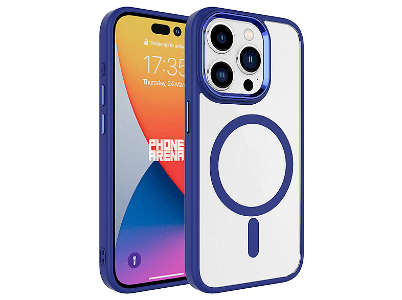 LOPARD iPhone 15 Pro Max Uyumlu Wireless Şarj Özellikli Krom Kablosuz Uyumlu Silikon Kapak Telefon Kılıfı Lacivert