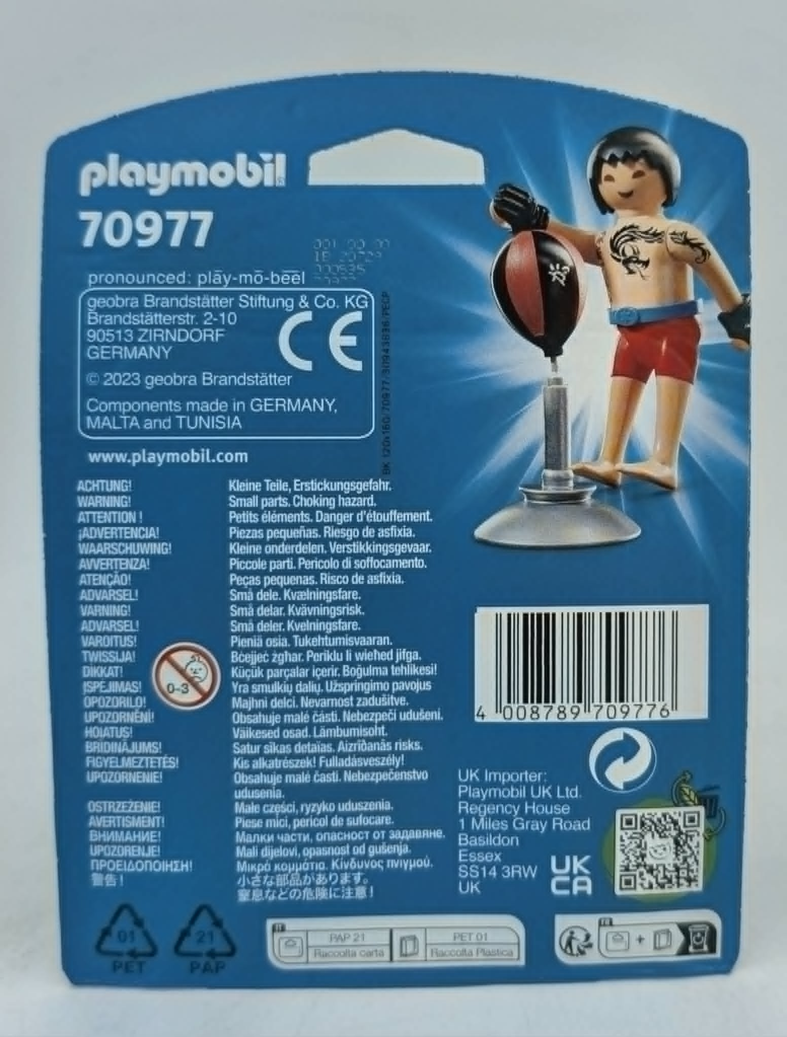 Bokser Playmobil z workiem treningowym, nr 70977, ostrzeżenia.