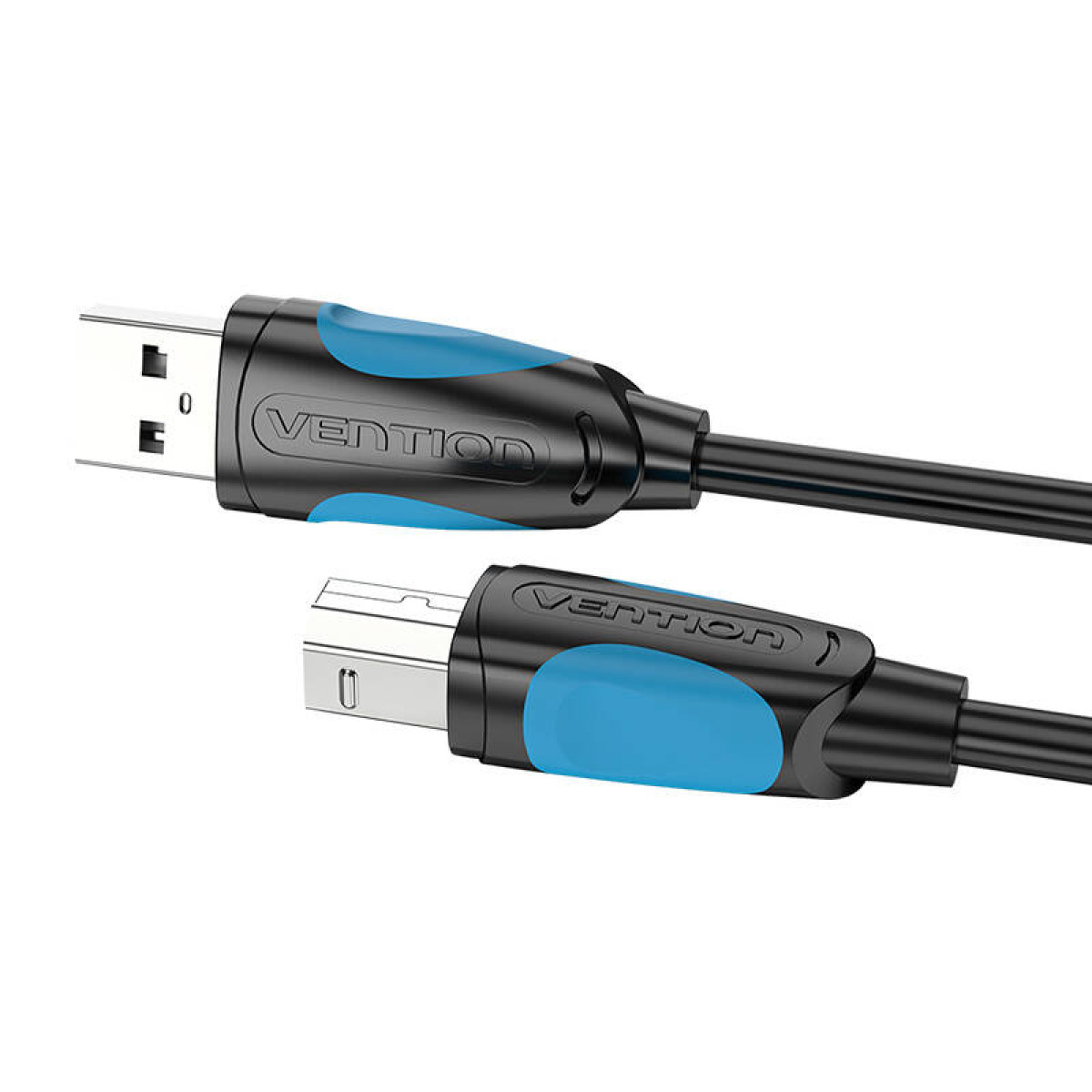 Due cavi USB Vention con cordoni neri e accenti blu sui connettori.
