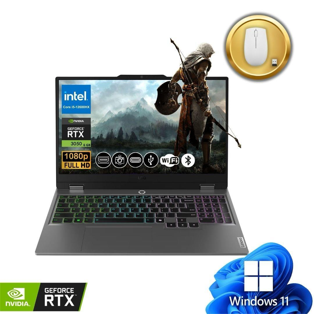 Intel Core i5, NVIDIA RTX 3050, 1080p ekran, Wi-Fi, Bluetooth özellikli oyuncu dizüstü bilgisayarı.