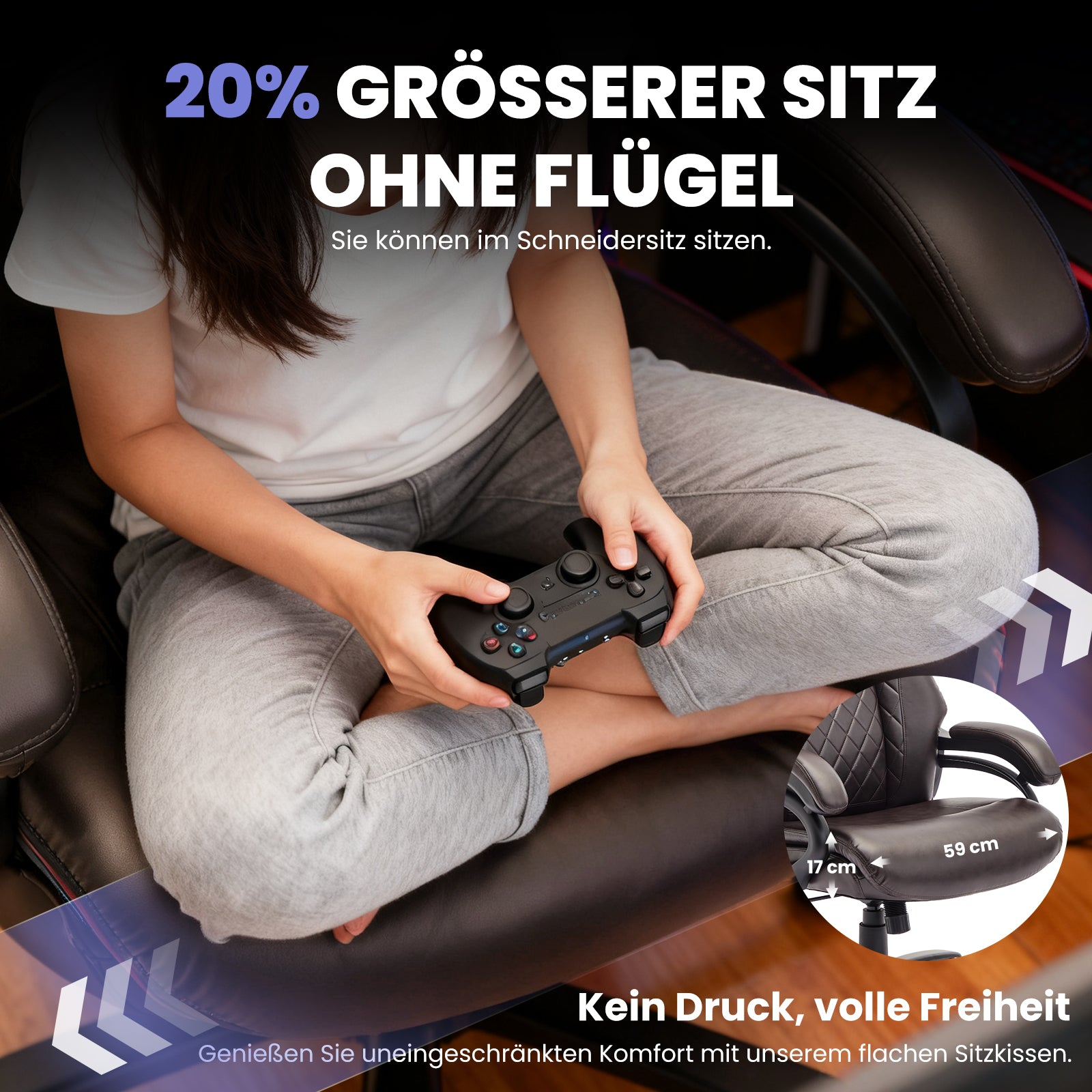 COLAMY Chefsessel mit verstellbaren Armlehnen Bürostuhl