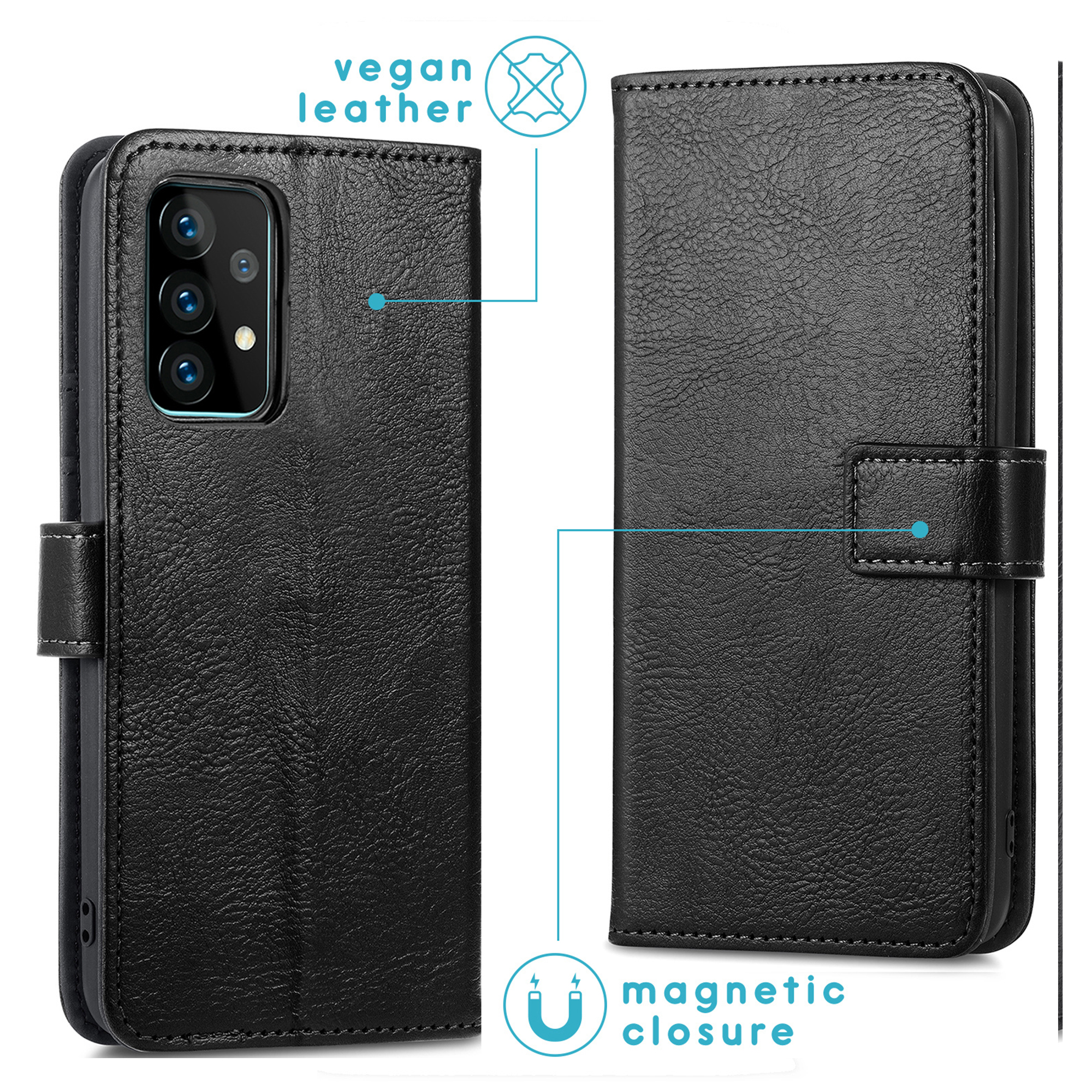 Custodia nera in ecopelle con chiusura magnetica.