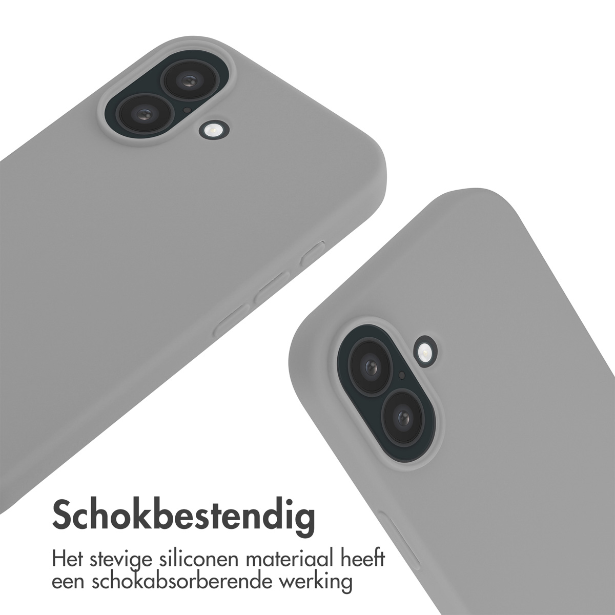 Zwei graue Handyhüllen mit Kameralinsen und Blitz sind abgebildet.