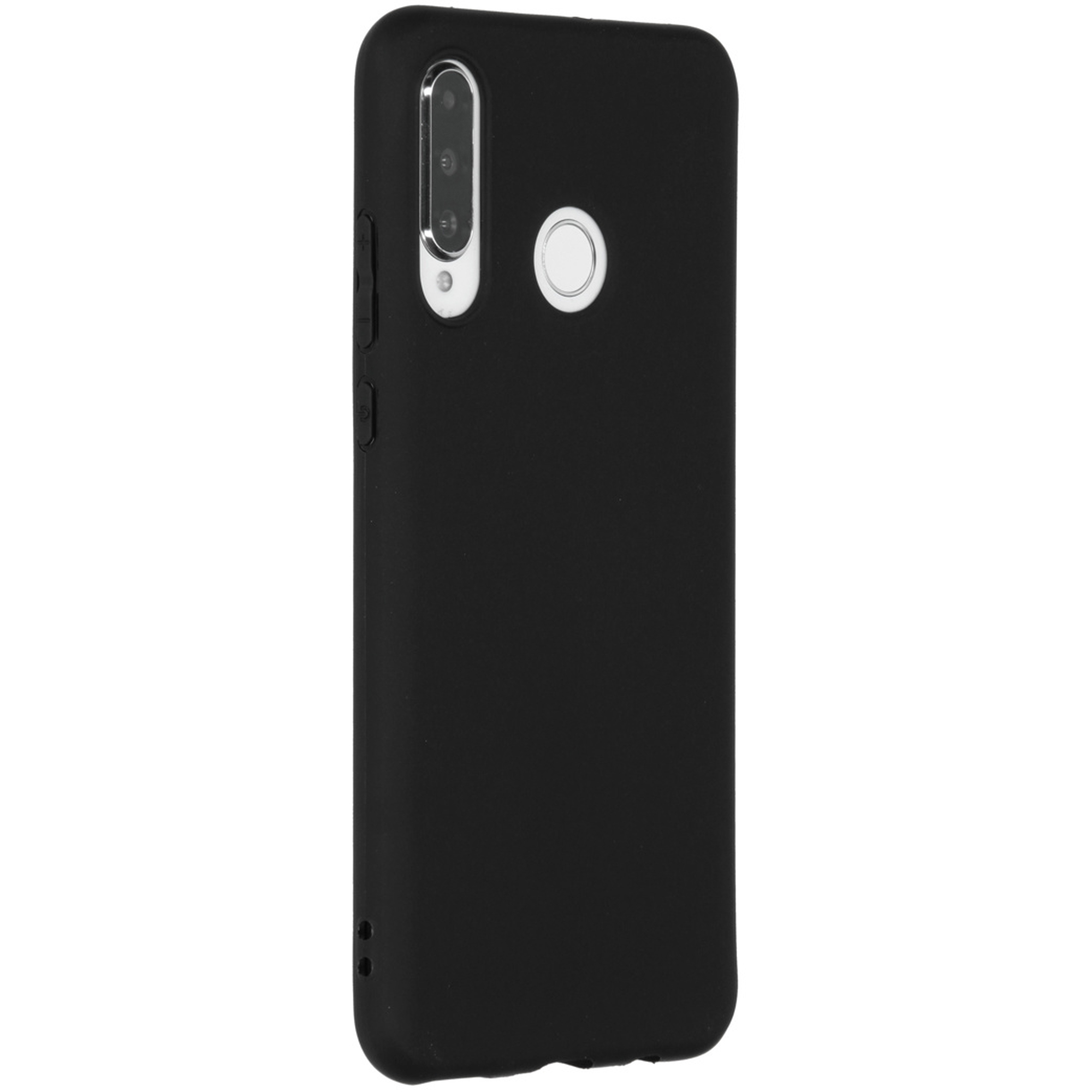 Black phone case with camera cutout and fingerprint sensor.