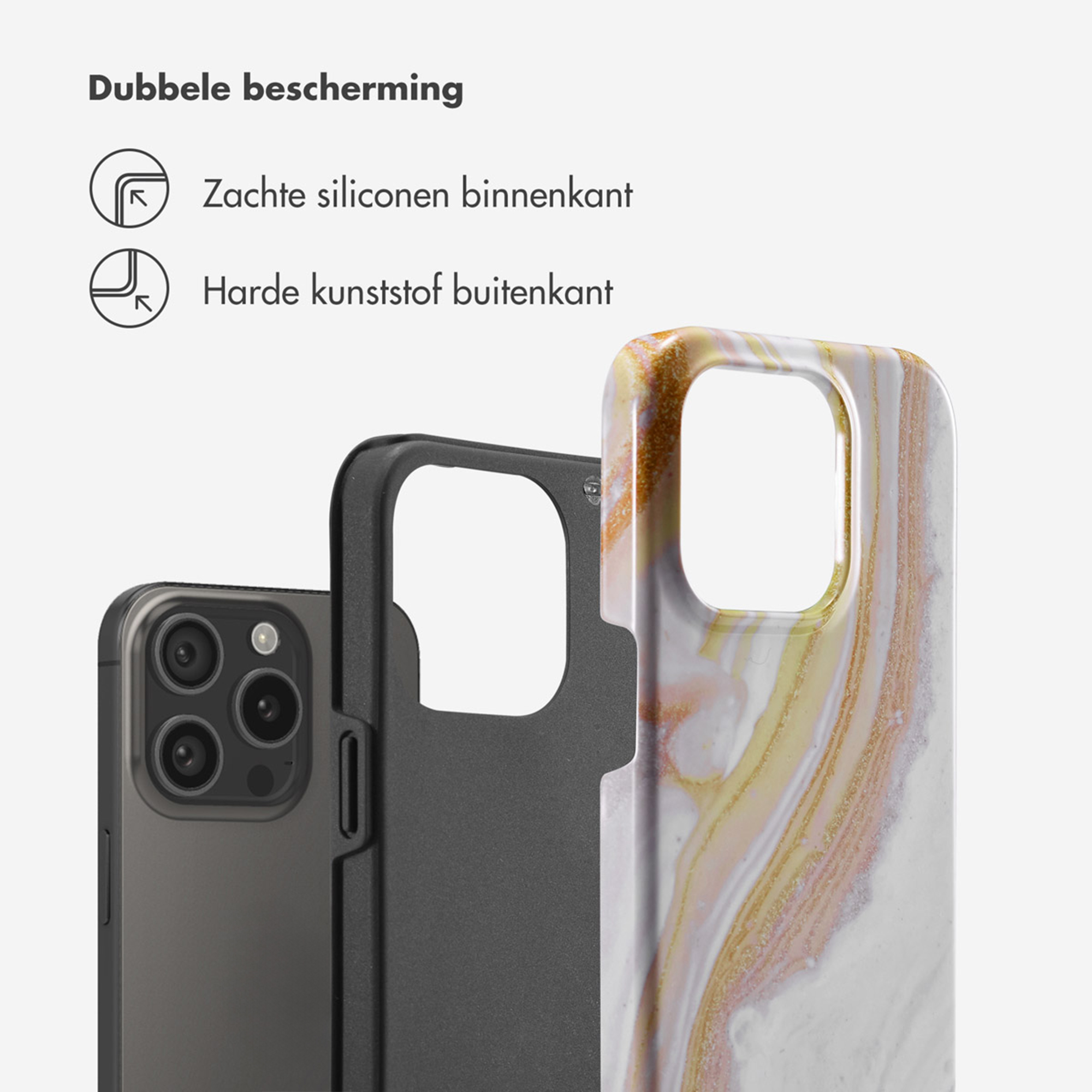 Un téléphone noir avec trois caméras et deux coques.