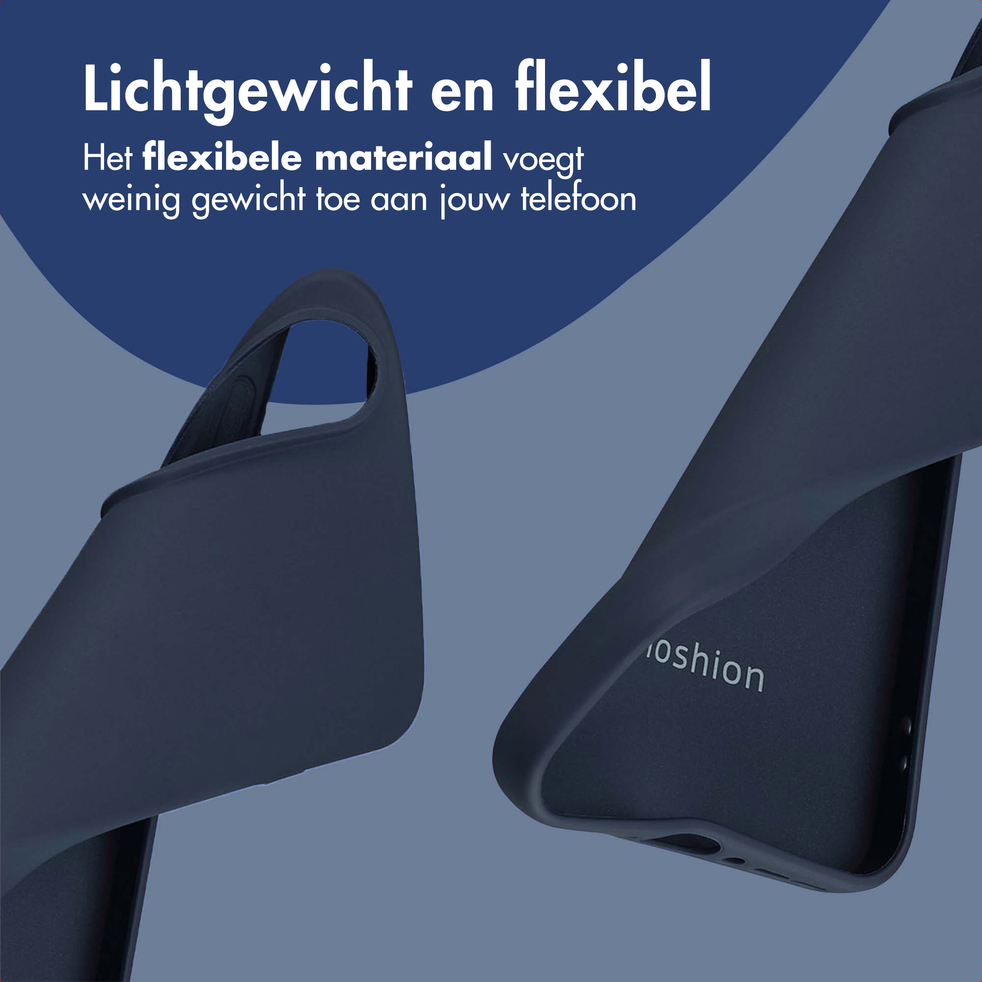 Coques de téléphone bleu foncé, une montrant l'intérieur avec logo.