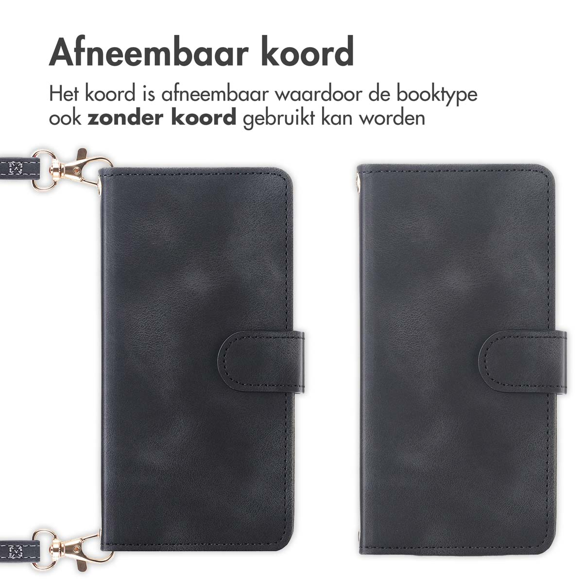 Étui de téléphone noir avec sangle détachable