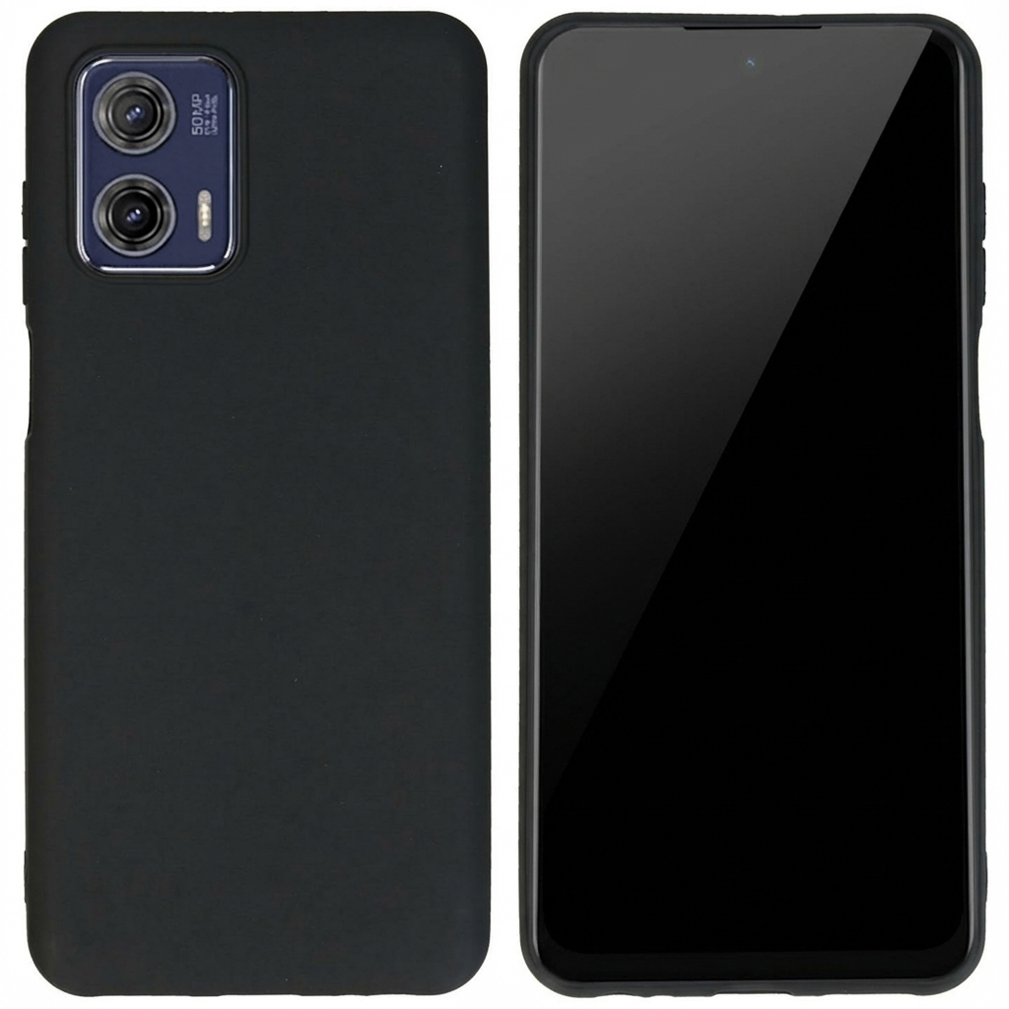 Een zwarte smartphone met camera's aan de achterkant en een donker scherm.