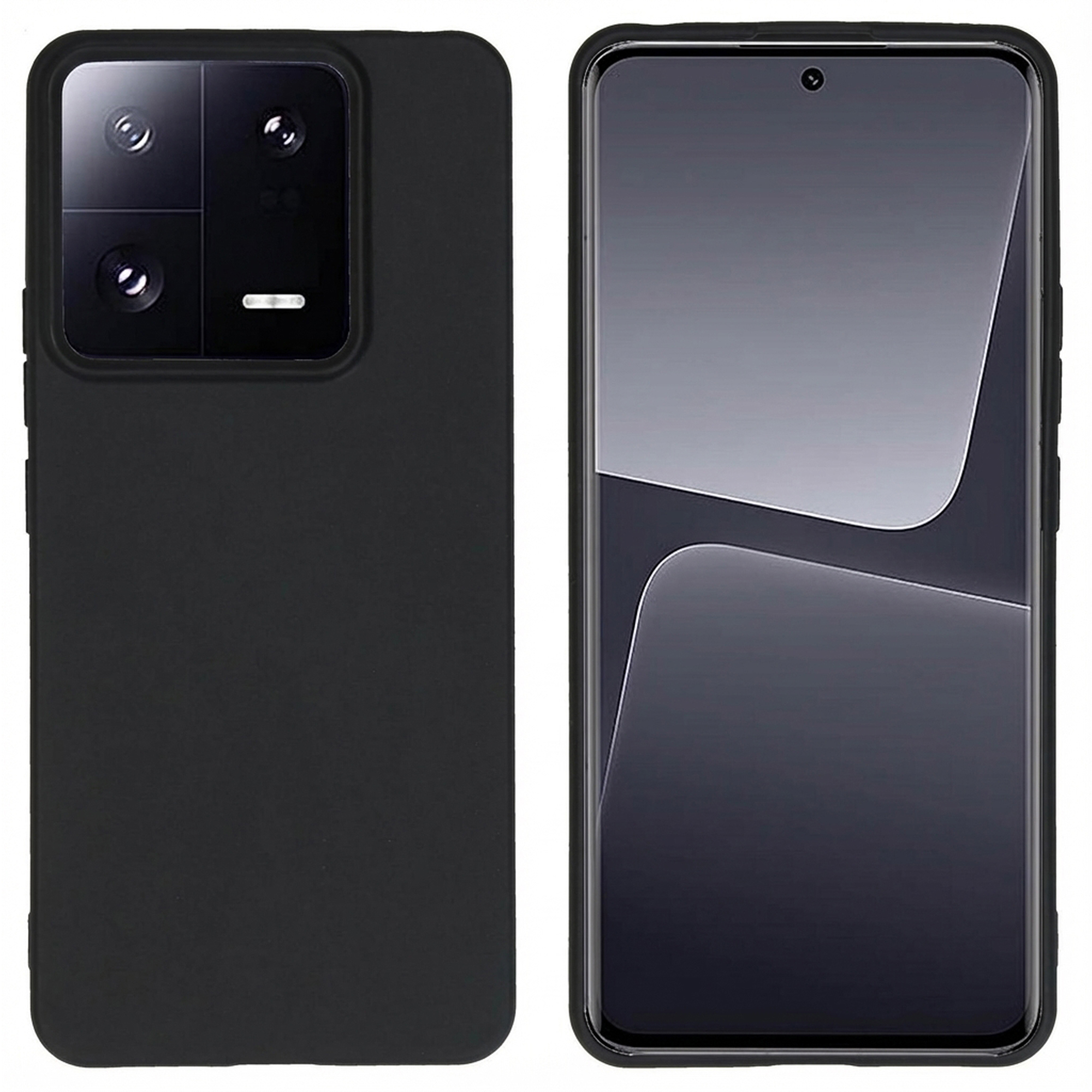 Smartphone nero con sistema di fotocamere e display liscio.