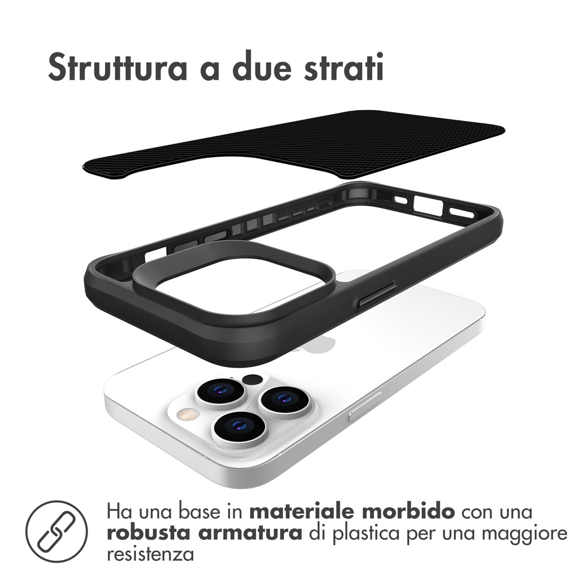 Tweekleurige structuur: Zwart inzetstuk op witte telefoonhoes.