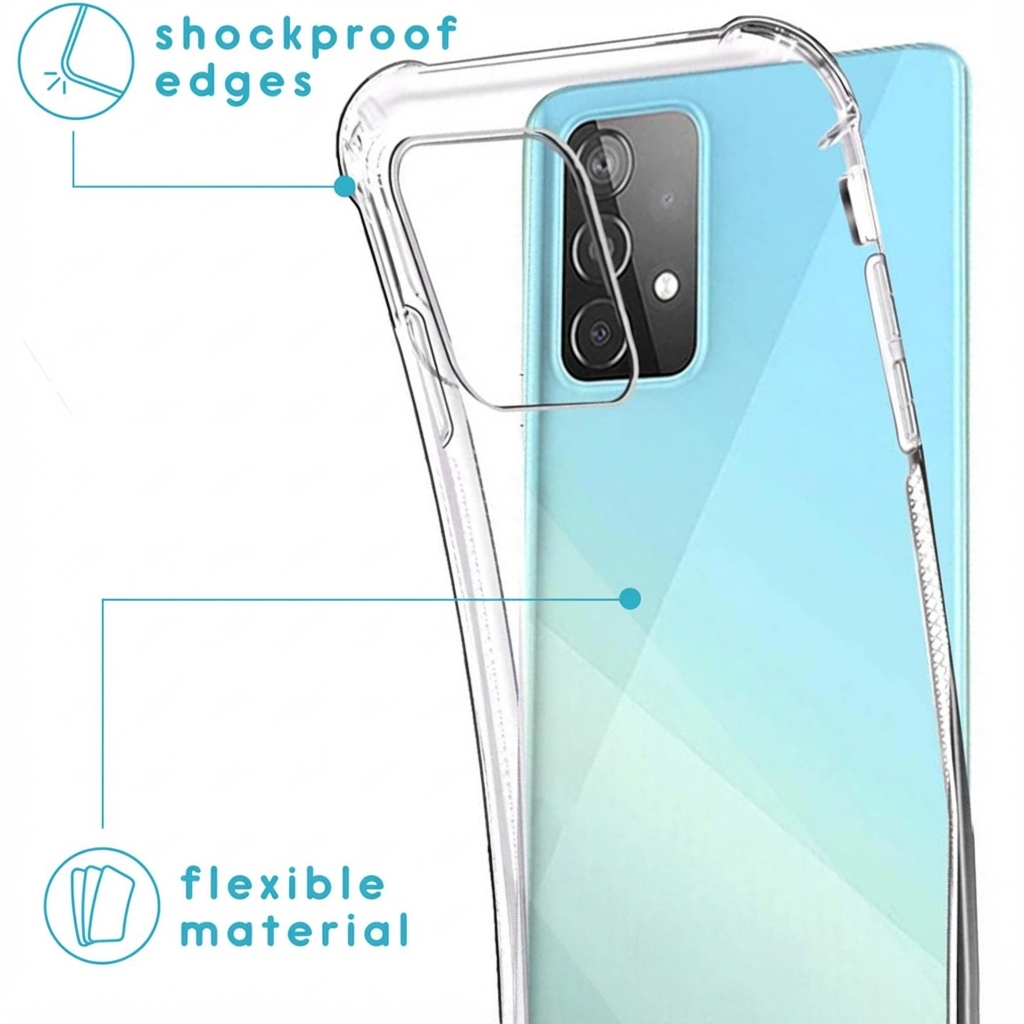 Coque de téléphone transparente avec bords antichocs et matière flexible.