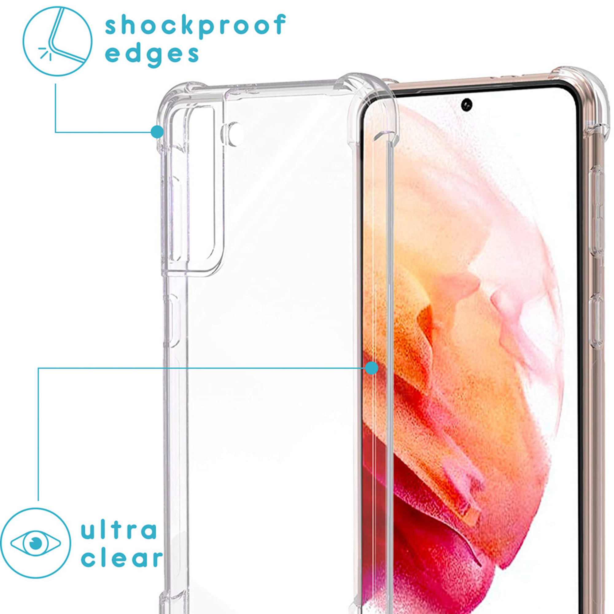 Custodia trasparente per telefono con bordi antiurto e design ultra chiaro.