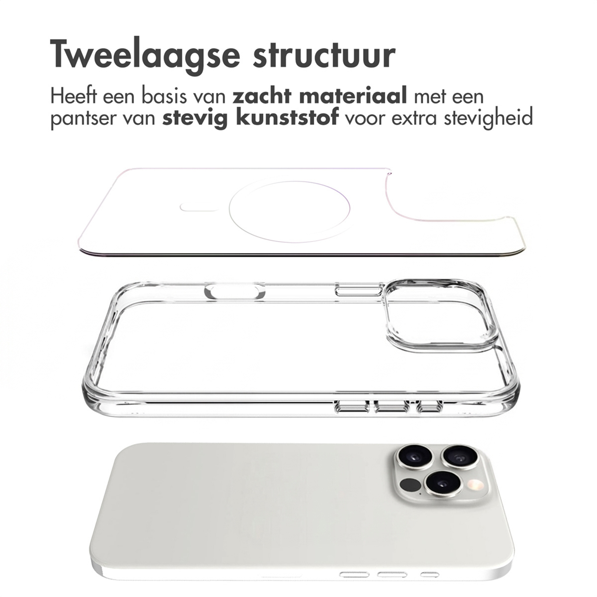Structure à deux couches : Base souple avec blindage en plastique robuste.
