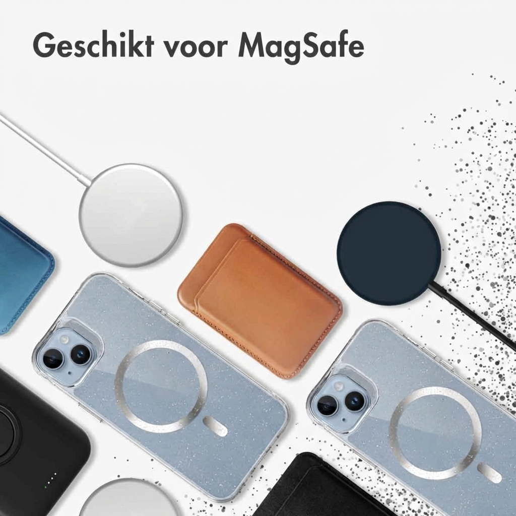 Coques pour téléphone MagSafe, porte-cartes en cuir et chargeurs.