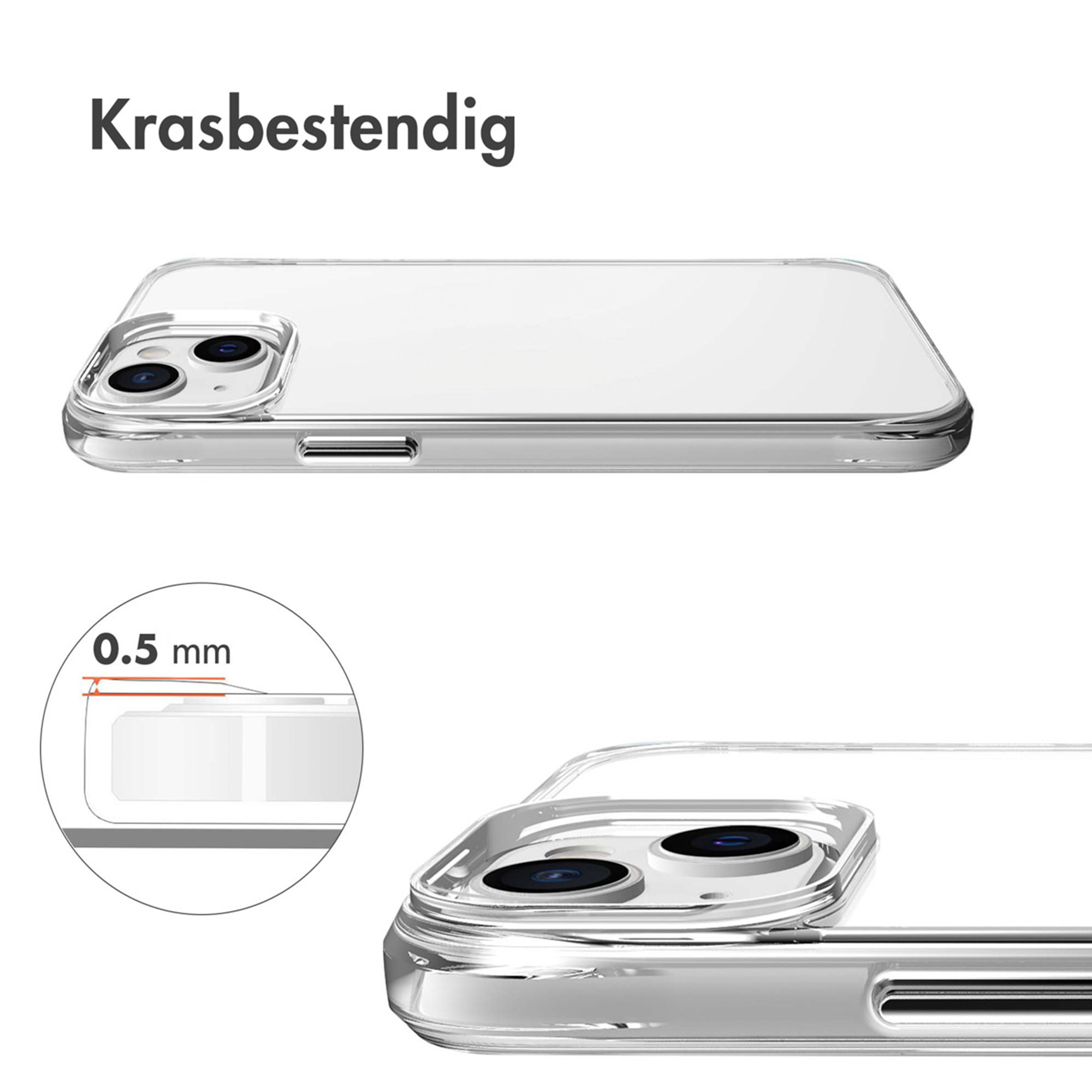 Résistant aux rayures : Gros plan d'une coque de téléphone transparente.