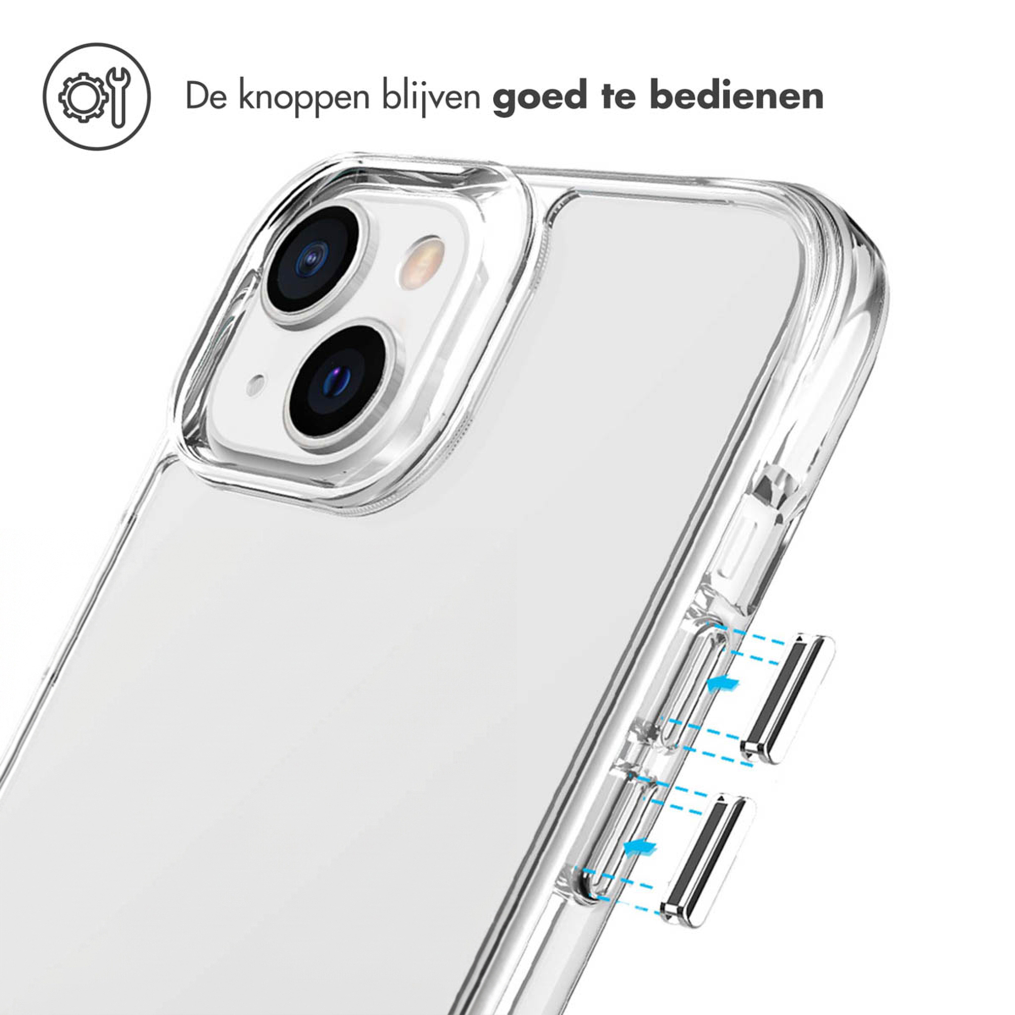 Coque de téléphone transparente avec boutons faciles à utiliser.