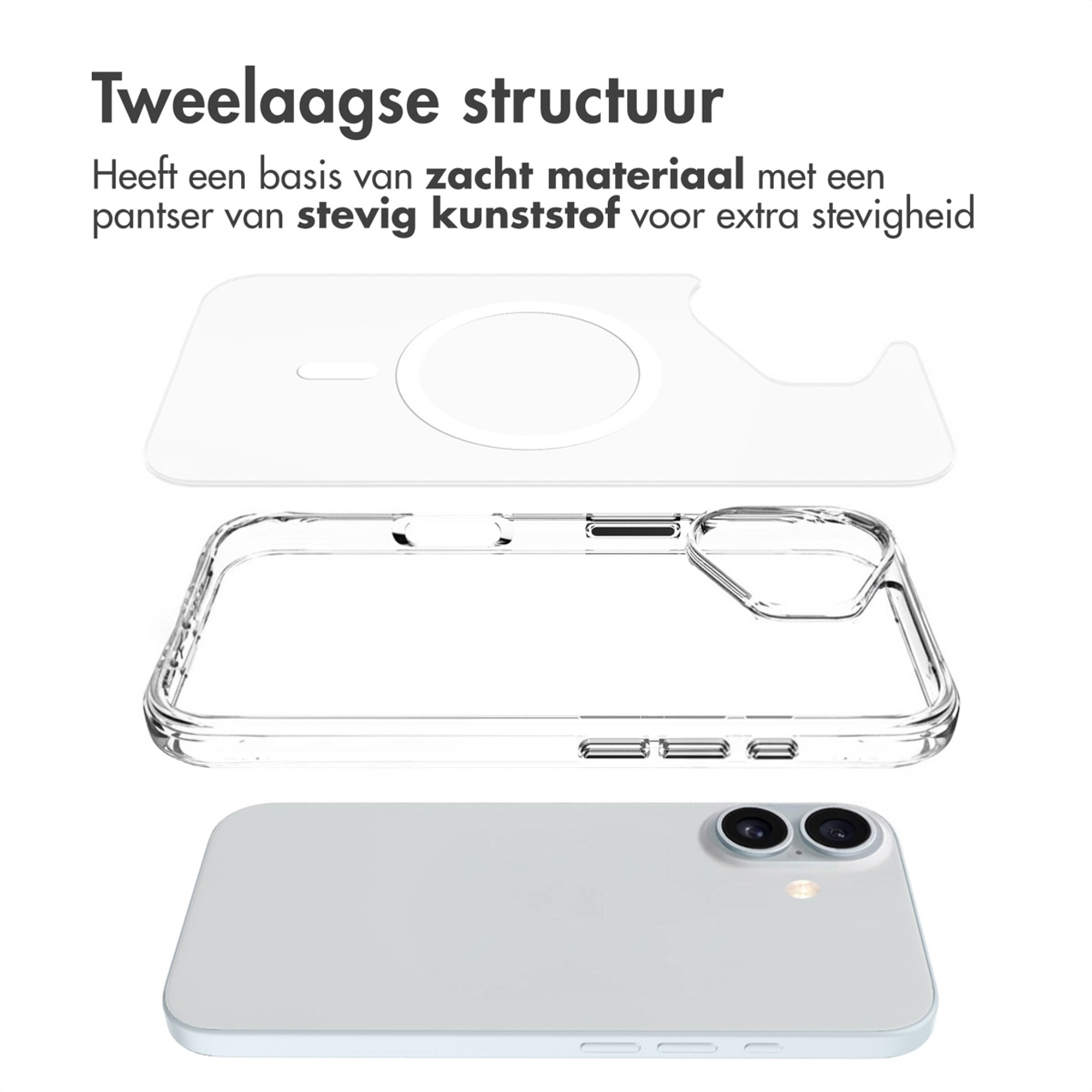 Tweelaagse structuur: Zachte basis met een hard plastic omhulsel.