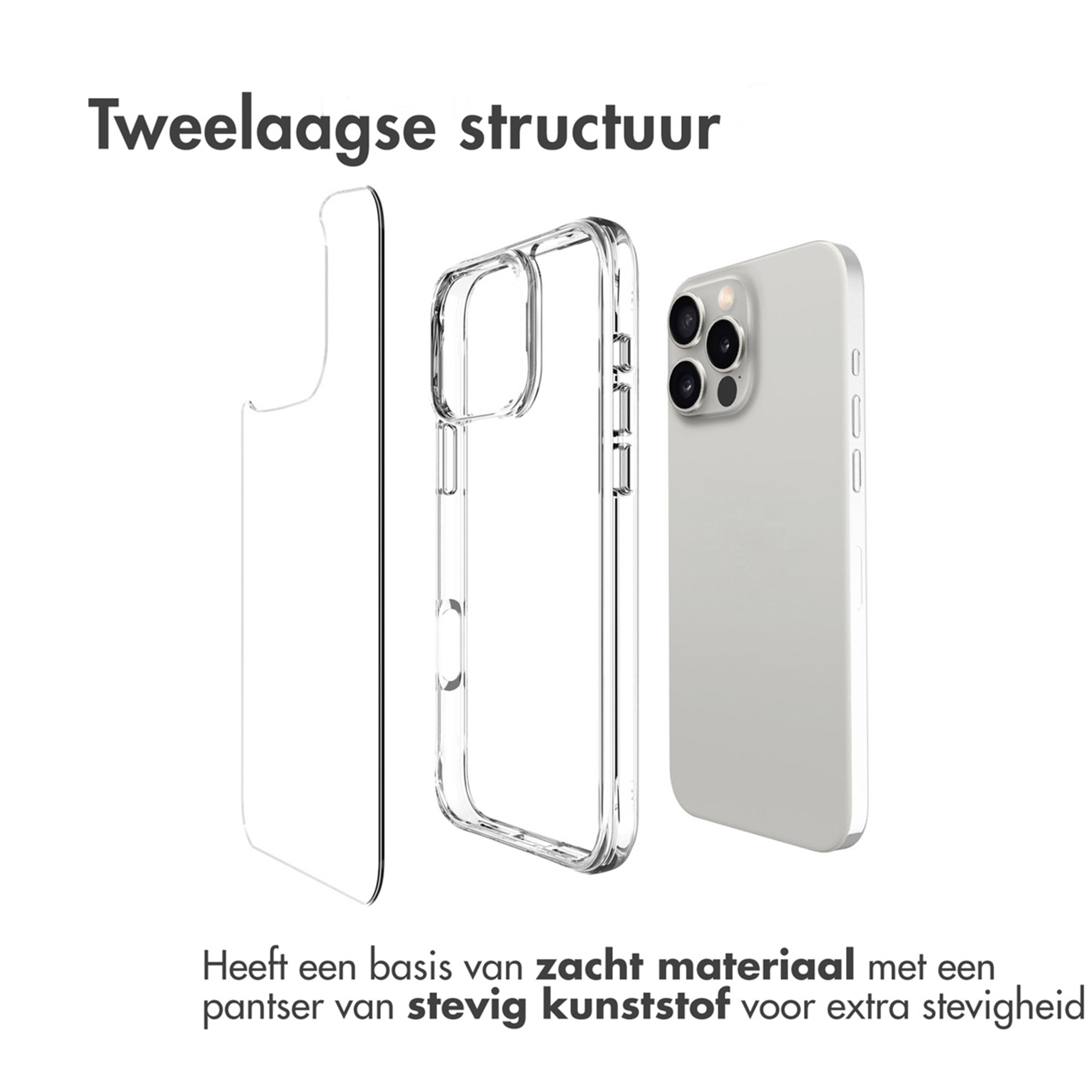 Structure à deux couches : Coque de téléphone transparente et un téléphone.