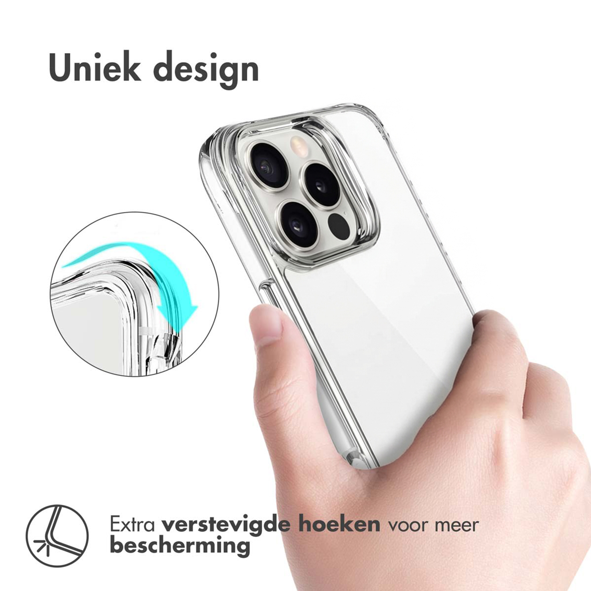Coque de téléphone transparente avec coins renforcés montre "Design unique".