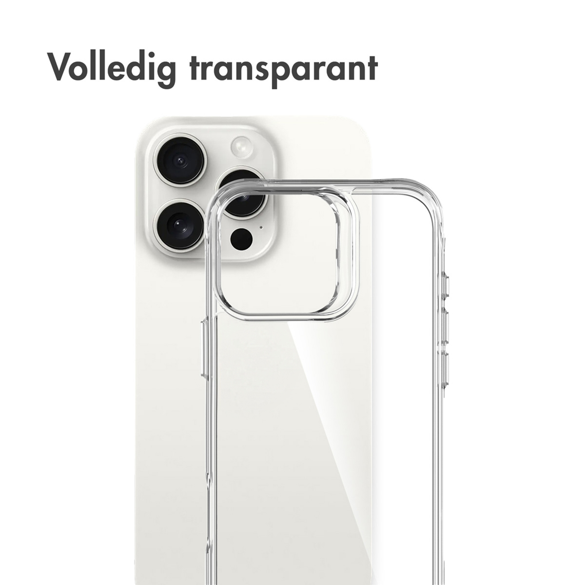 Coque transparente sur un smartphone blanc à trois objectifs.