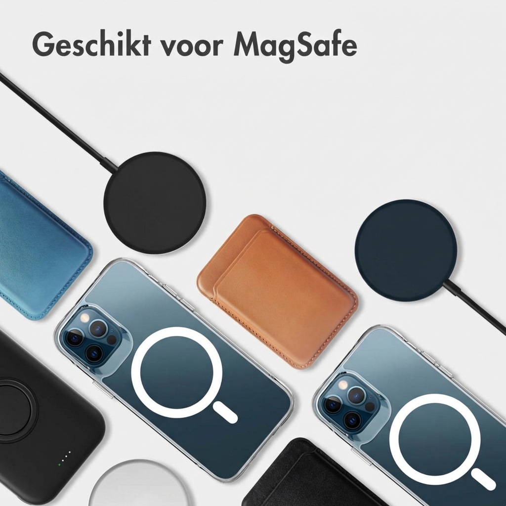 Custodie e telefoni di ricarica compatibili MagSafe in vari colori.