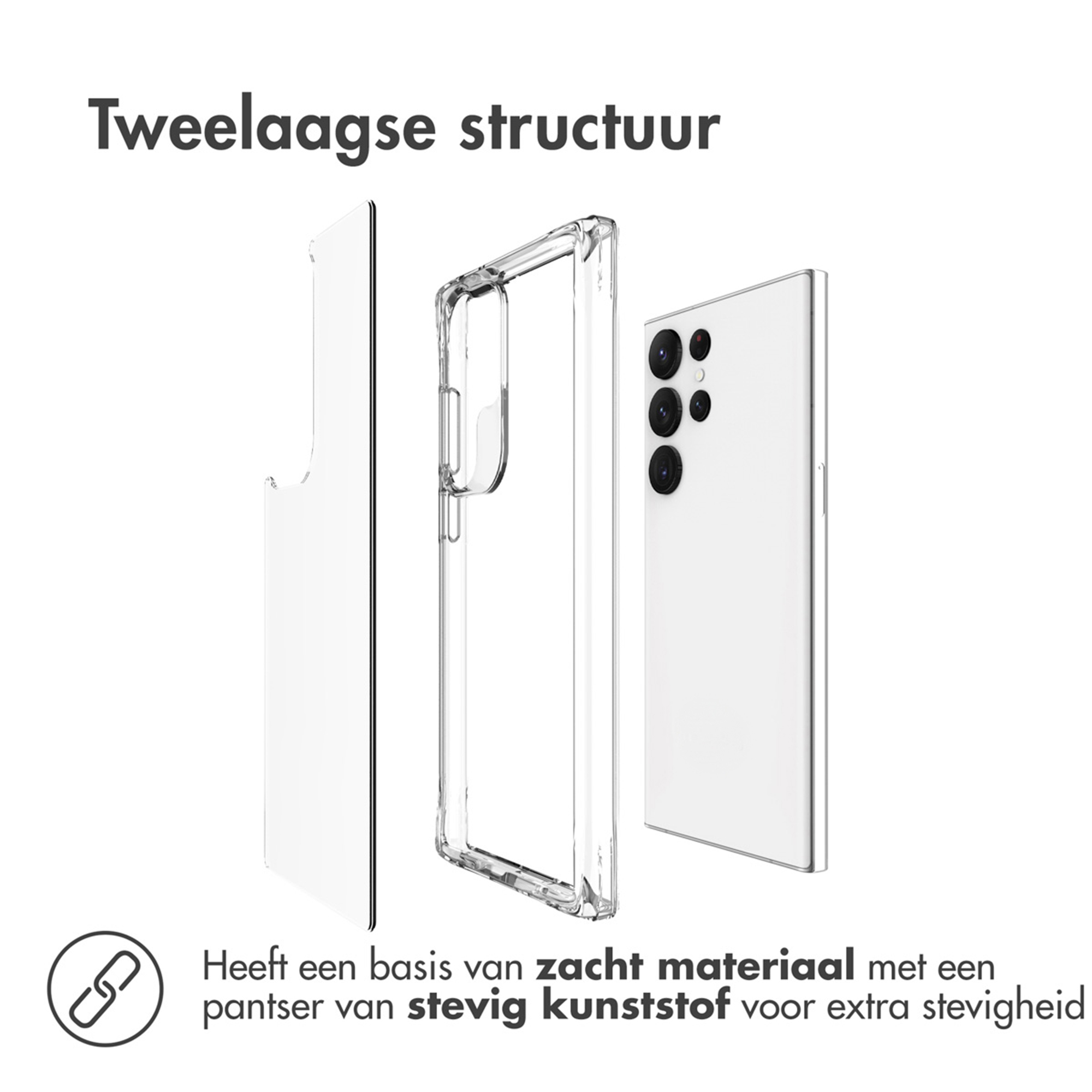 Twee-laags structuur: zachte basis met een hard plastic pantser.