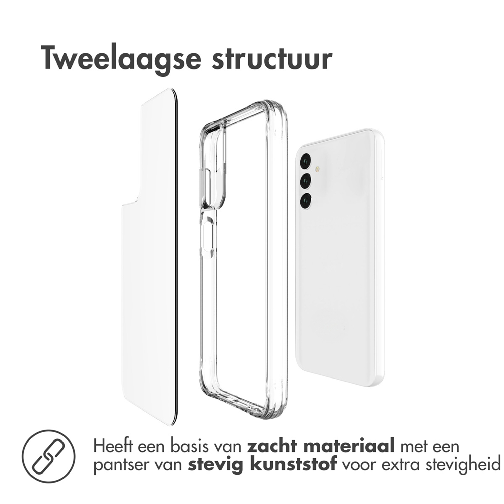 Twee laags structuur: hoesje en smartphone.