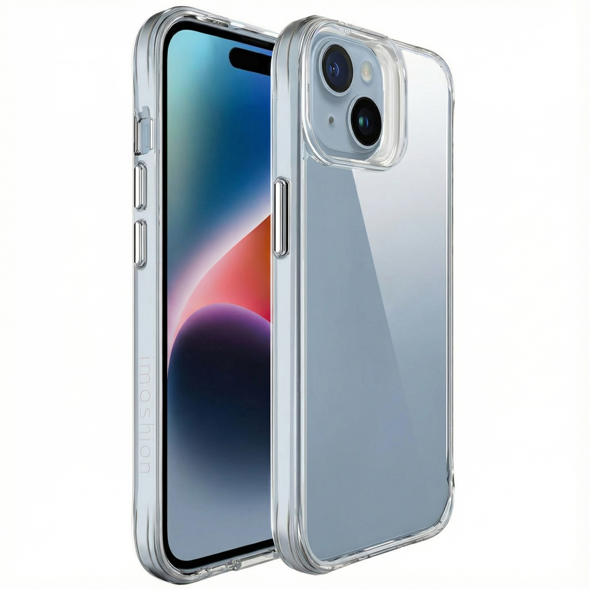 Une coque de téléphone transparente avec un téléphone à l'intérieur.