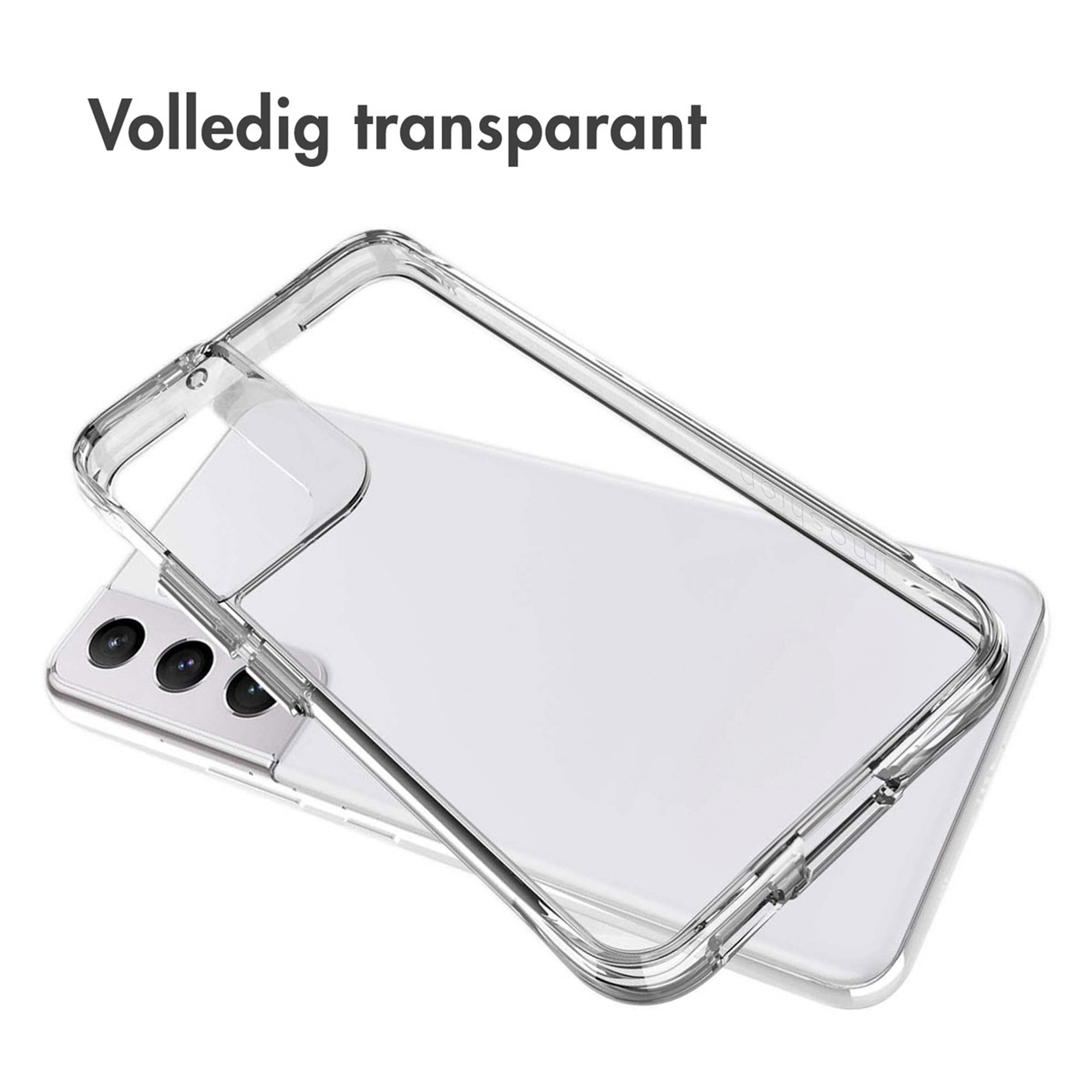 Una cover trasparente su uno smartphone con tre fotocamere.