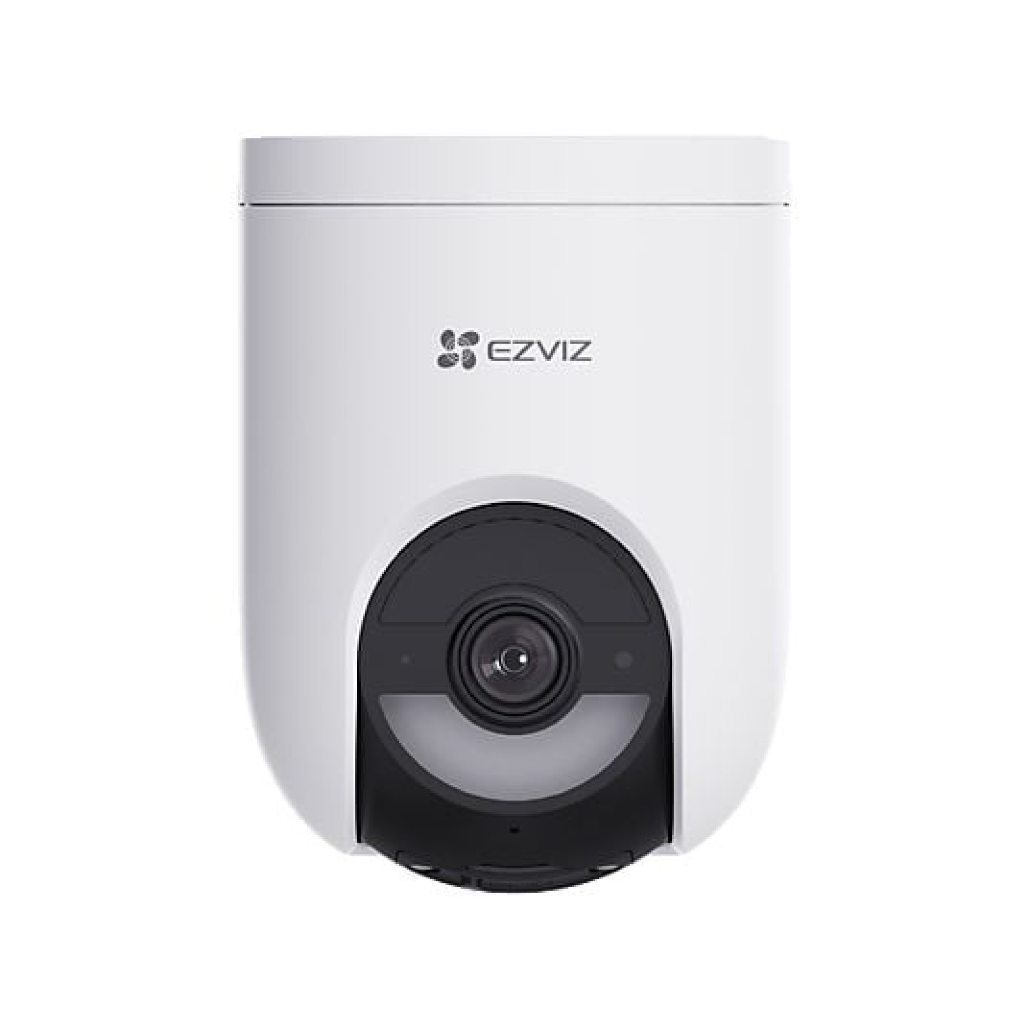 Witte EZVIZ camera met zwarte lensbehuizing en EZVIZ logo bovenaan.