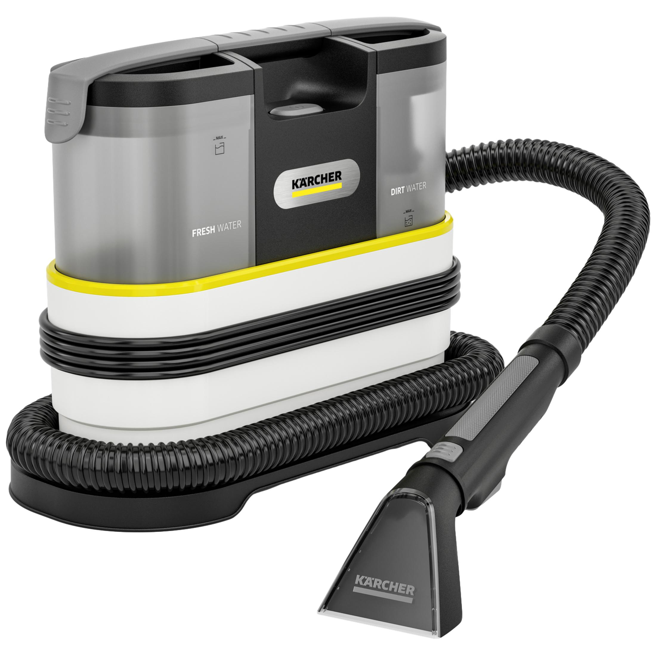 Aspirapolvere Karcher acqua/polvere con serbatoi acqua pulita e sporca.
