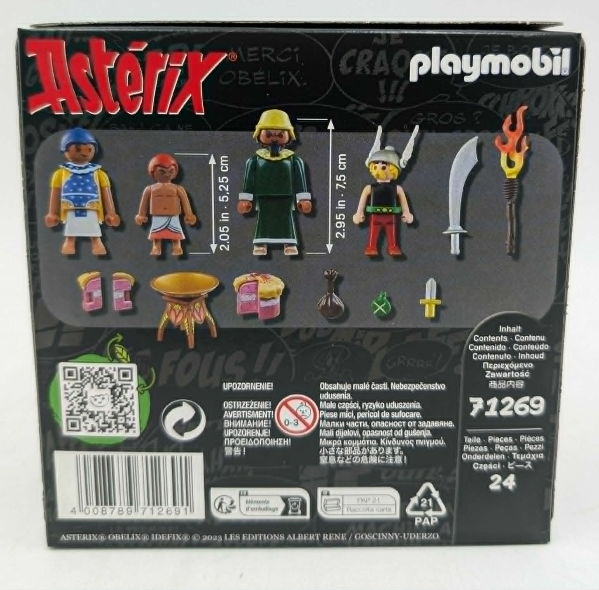 Personaggi e accessori Playmobil Asterix: Egiziano, Vichingo, torta, armi.