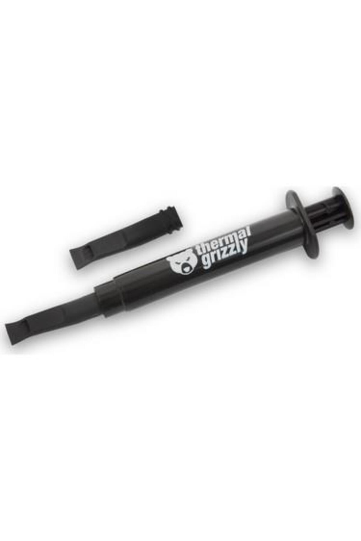 Thermal Grizzly logolu siyah şırınga ve ayrı kapak.