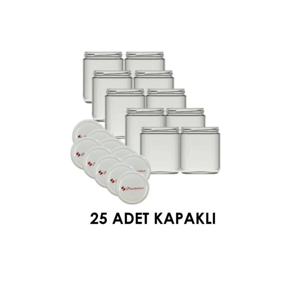 Kapalı 25 adet cam kavanoz.
