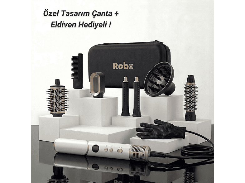 ROBX 7'si 1 Arada Saç Şekillendirme ve Kurutma Seti Beyaz Fiyat