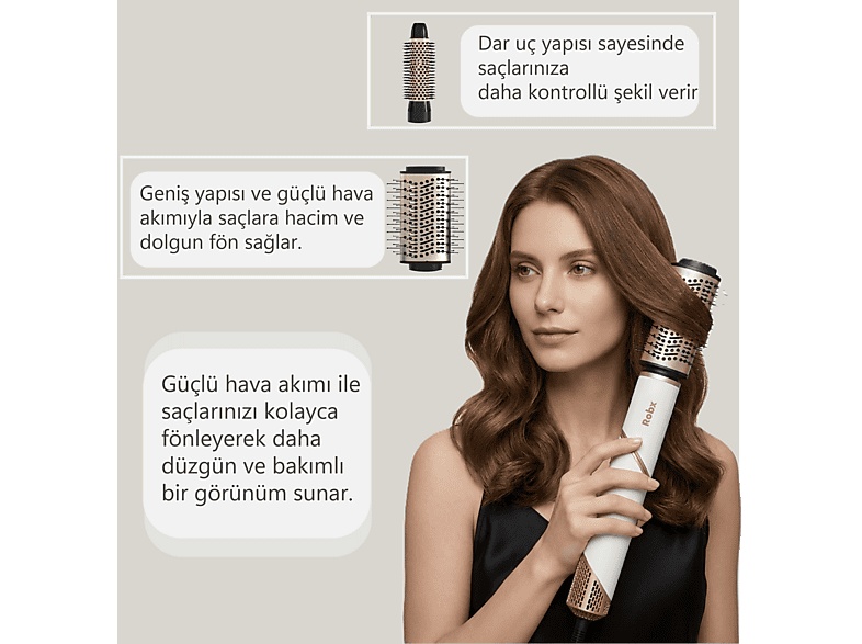 ROBX 7'si 1 Arada Saç Şekillendirme ve Kurutma Seti Beyaz Fiyat