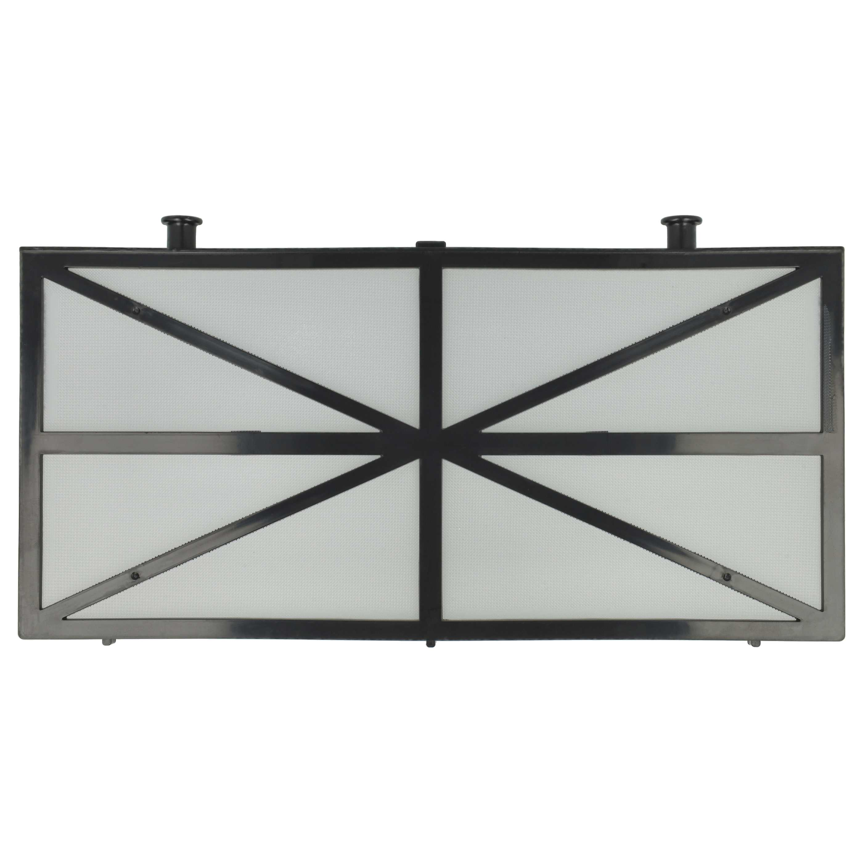 Ein schwarzer rechteckiger Poolfilter mit Kreuzmuster und feiner Gitterstruktur.