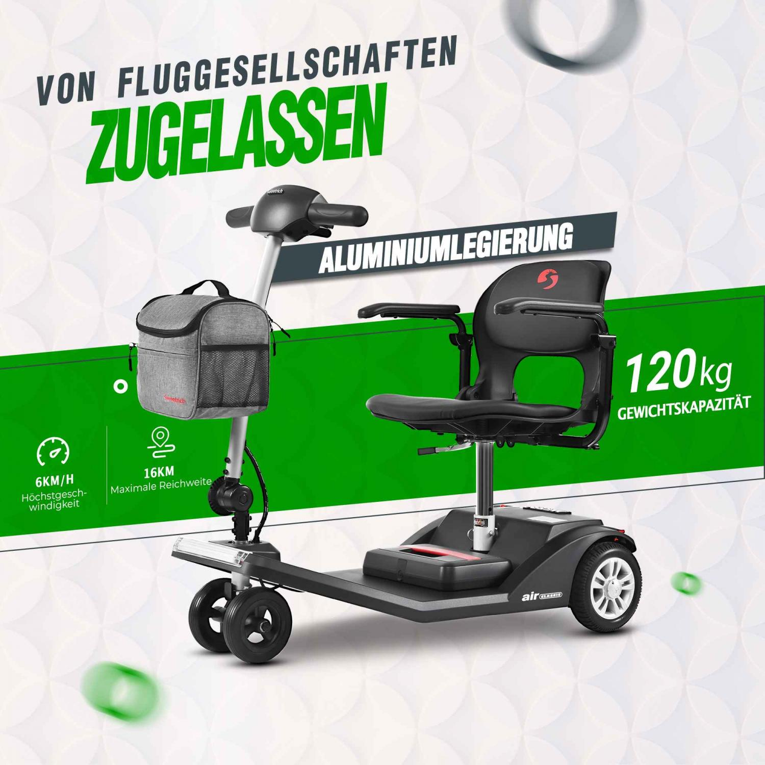 Ein zugelassener Elektroroller aus Aluminiumlegierung mit 120kg Kapazität.