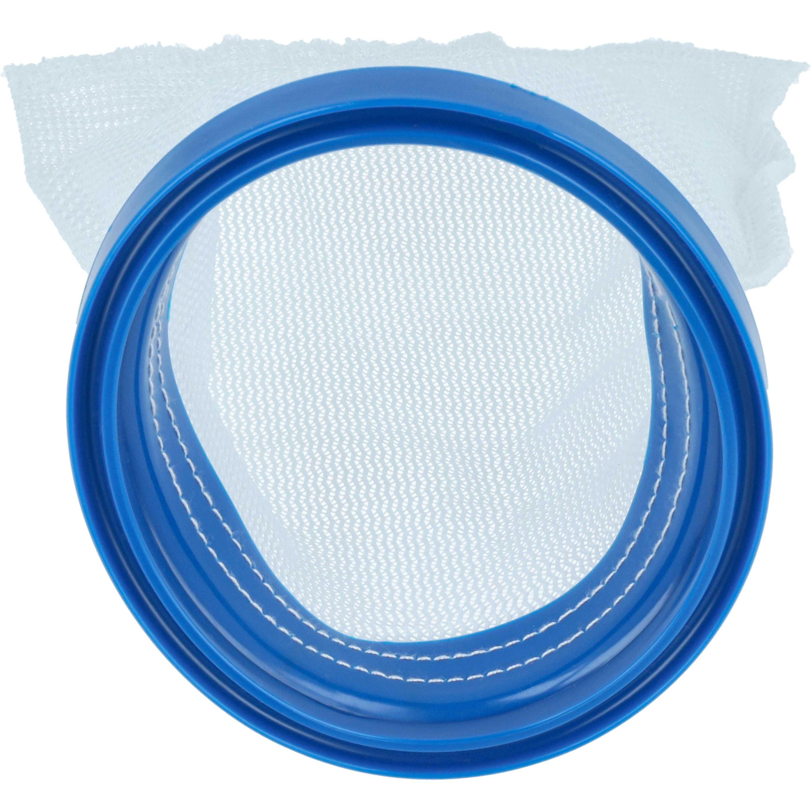 Ein blauer Ring mit einem weißen Netz dahinter, auf weißem Hintergrund.