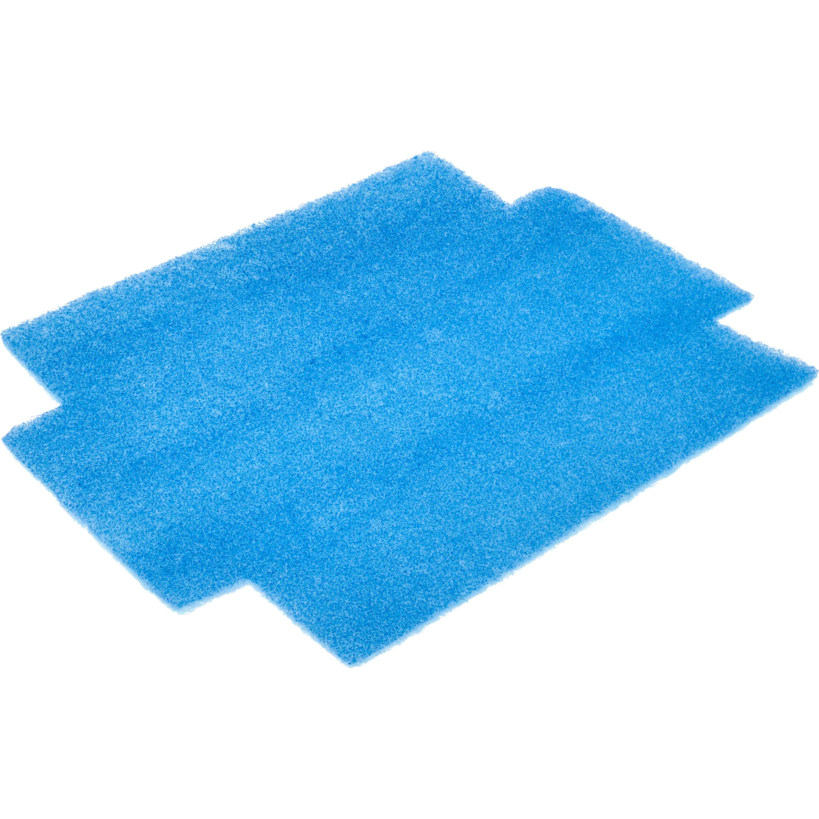 Zwei blaue Schwämme liegen übereinander auf weißem Hintergrund.
