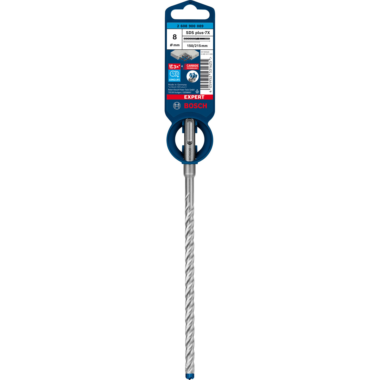 Bosch SDS plus-7X Hammerbohrer, 8mm, 150/215mm, mit Hartmetall-Technologie.
