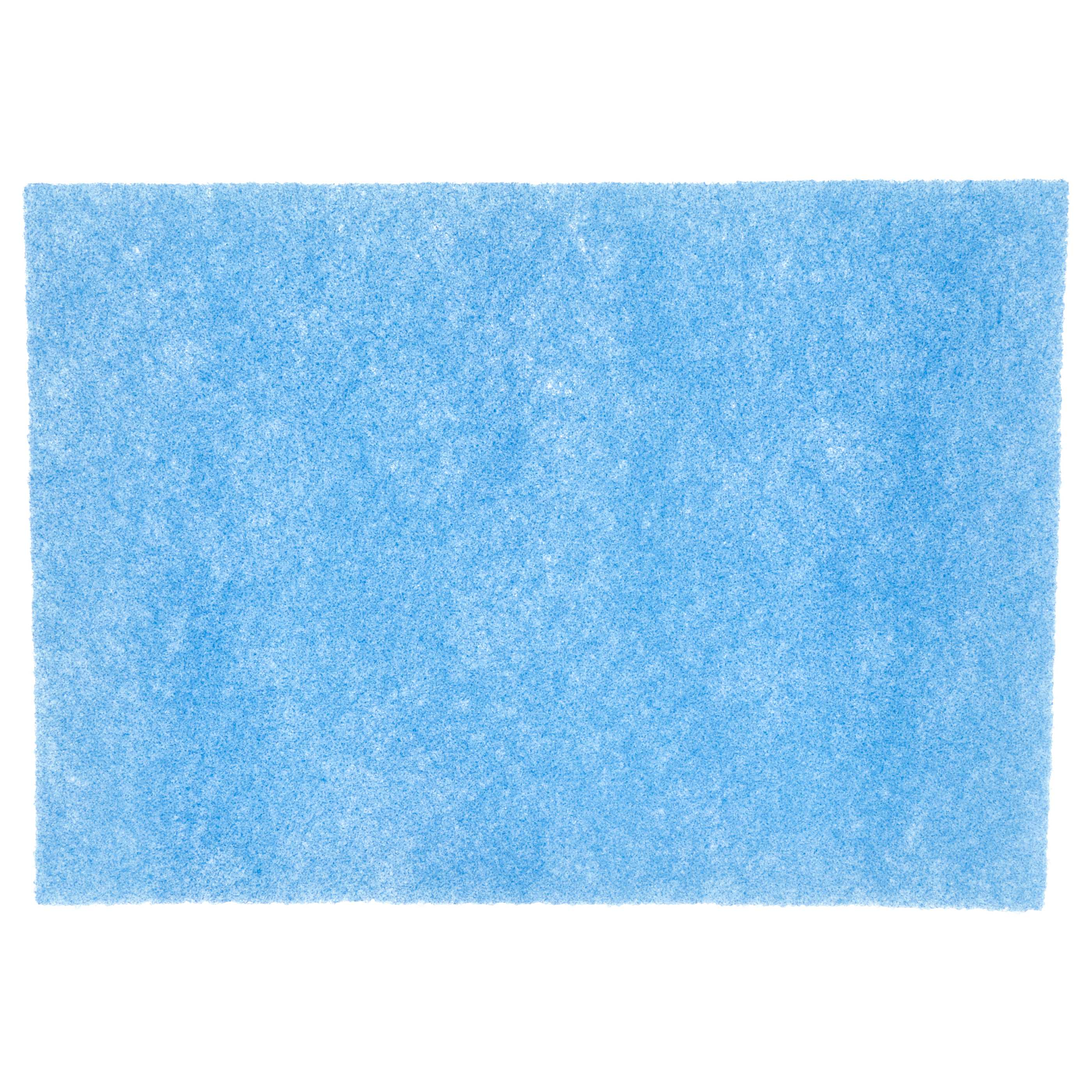 Ein hellblaues, rechteckiges Vliesmaterial mit einer rauen Textur.
