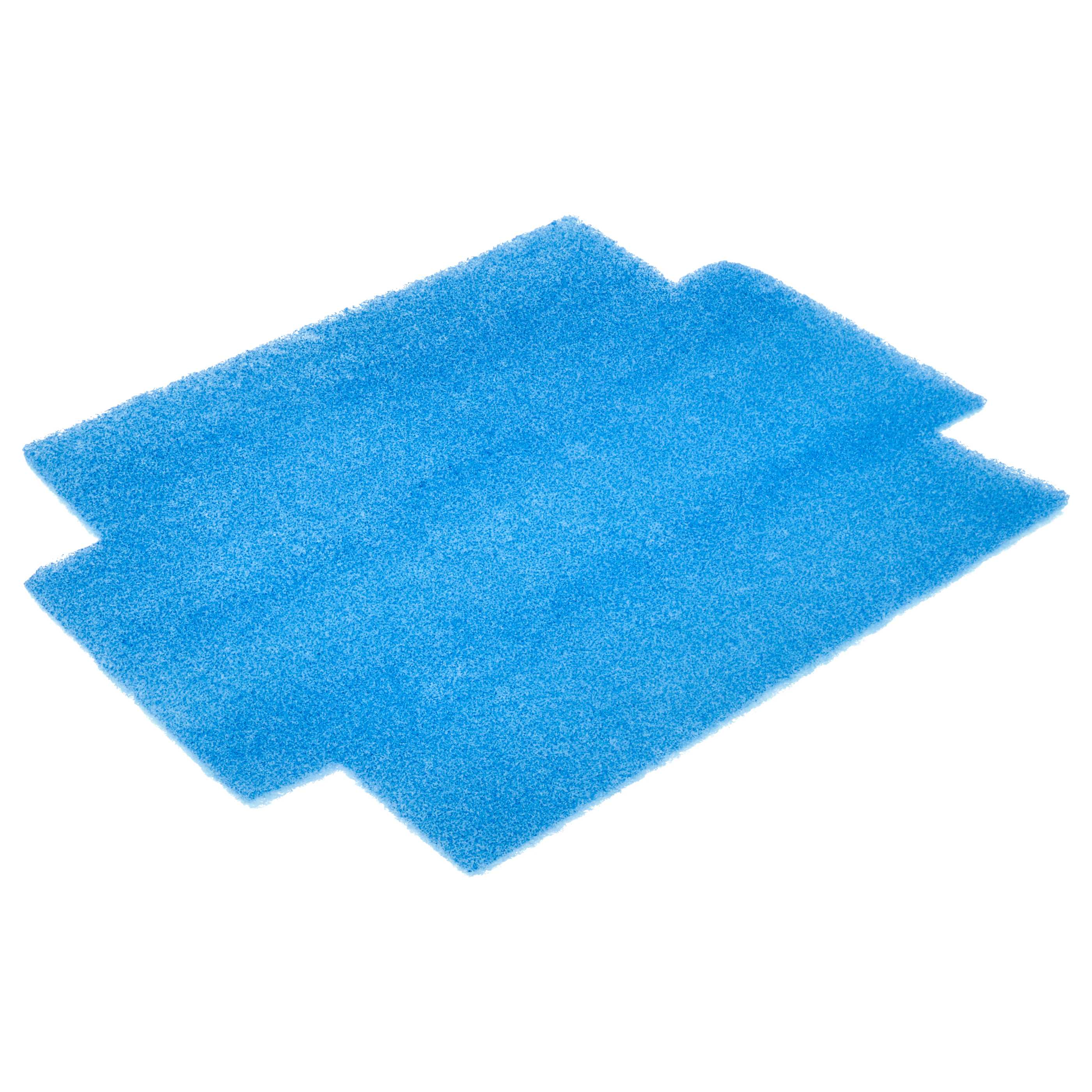 Zwei blaue Schwämme liegen übereinander auf weißem Hintergrund.