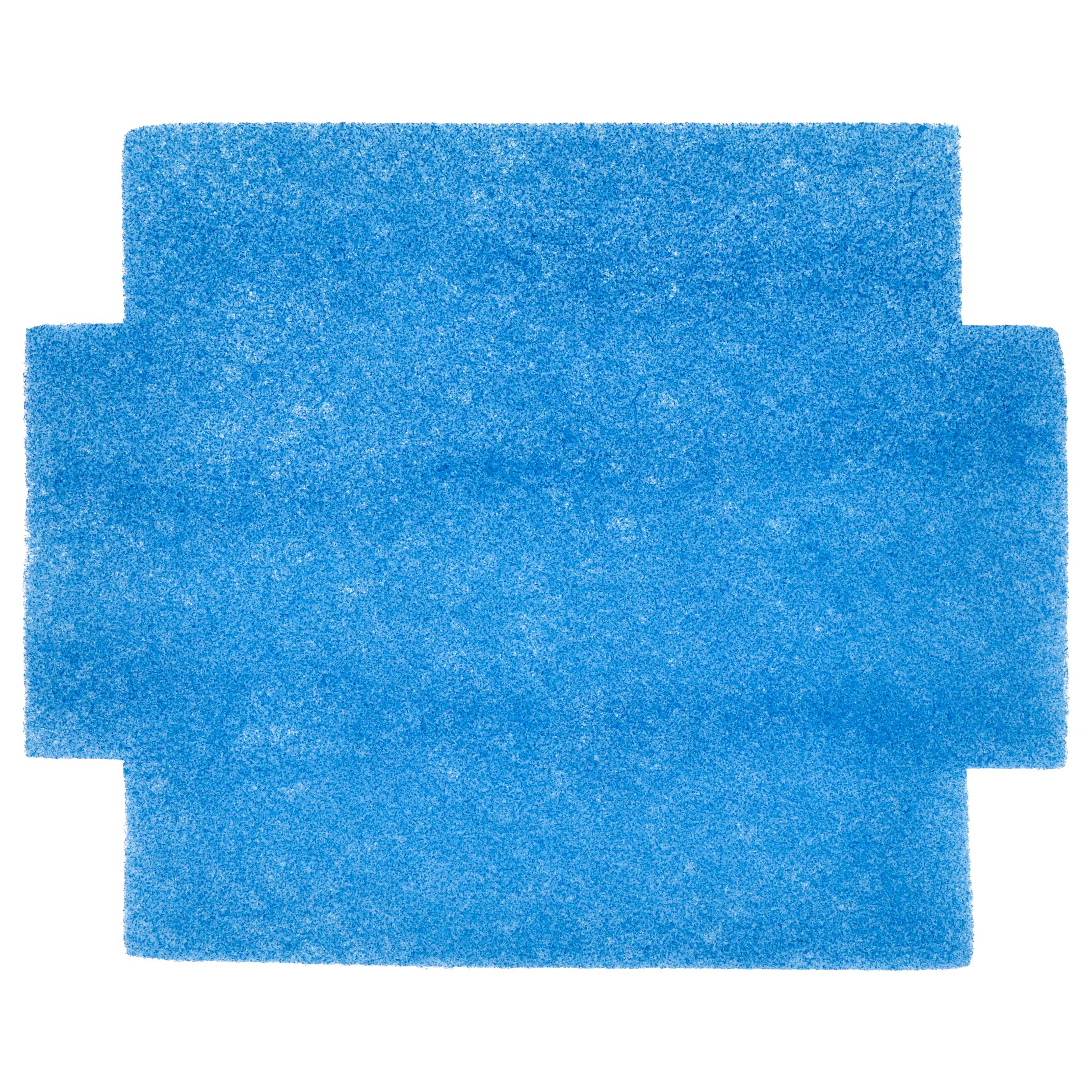 Ein hellblaues, strukturiertes rechteckiges Objekt mit seitlichen Ausläufern.