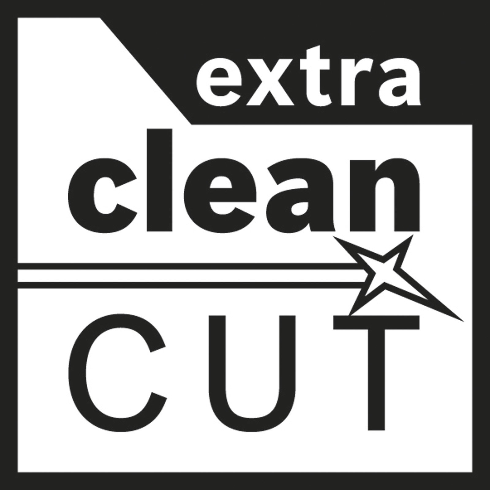 Logo mit den Worten extra clean CUT und einem Stern.